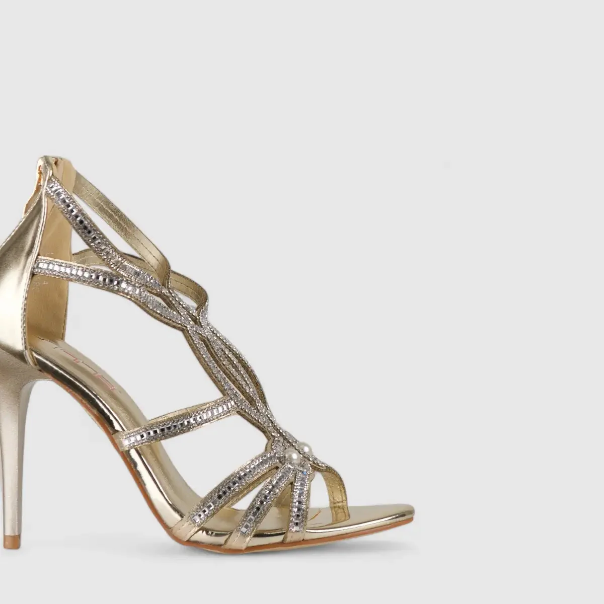 Bulbul Stiletto Heel Sandal Gold LU009 - Image 4