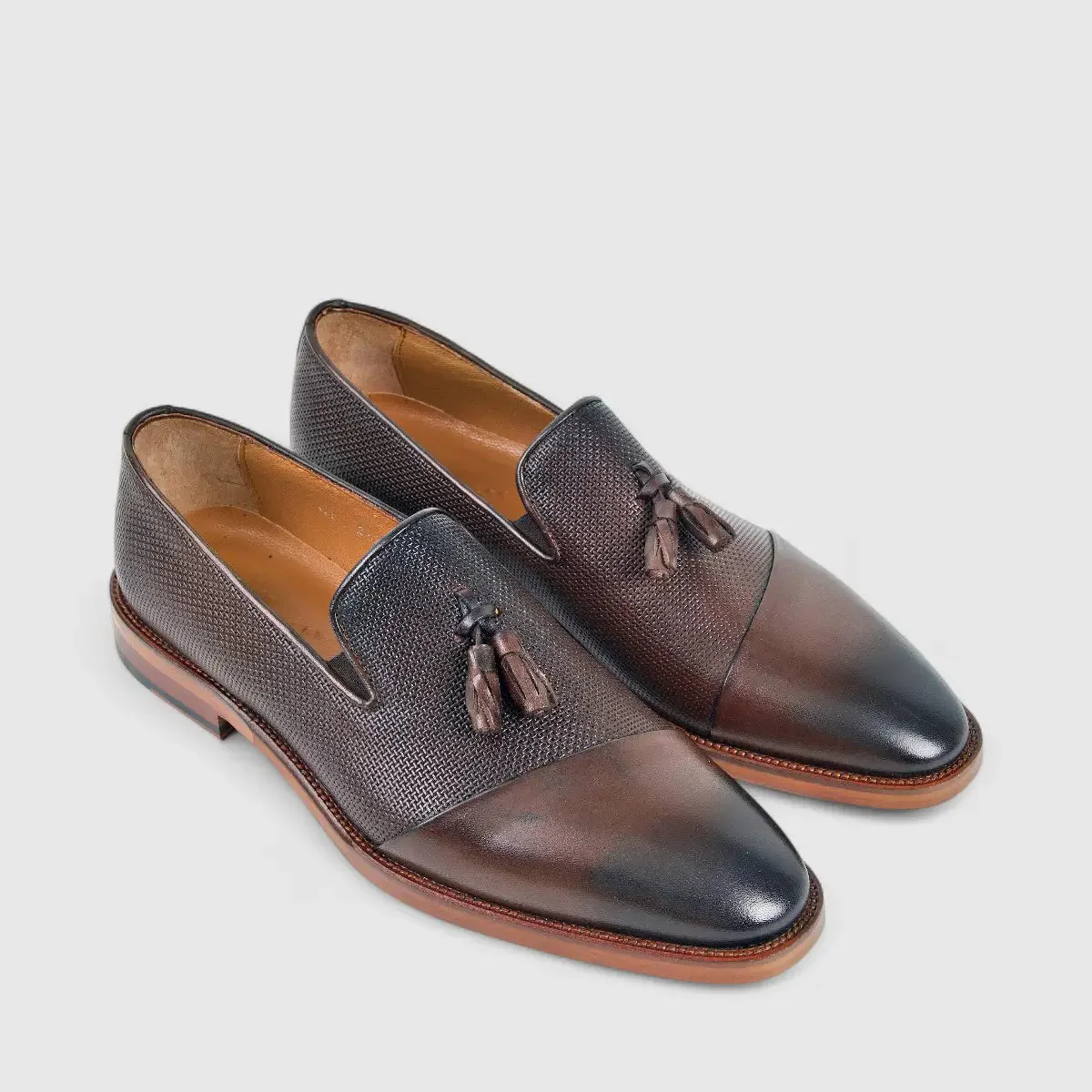 Bulletti Dress Slip On Tassel Loafers Brown 2-704 BC22 - Image 2