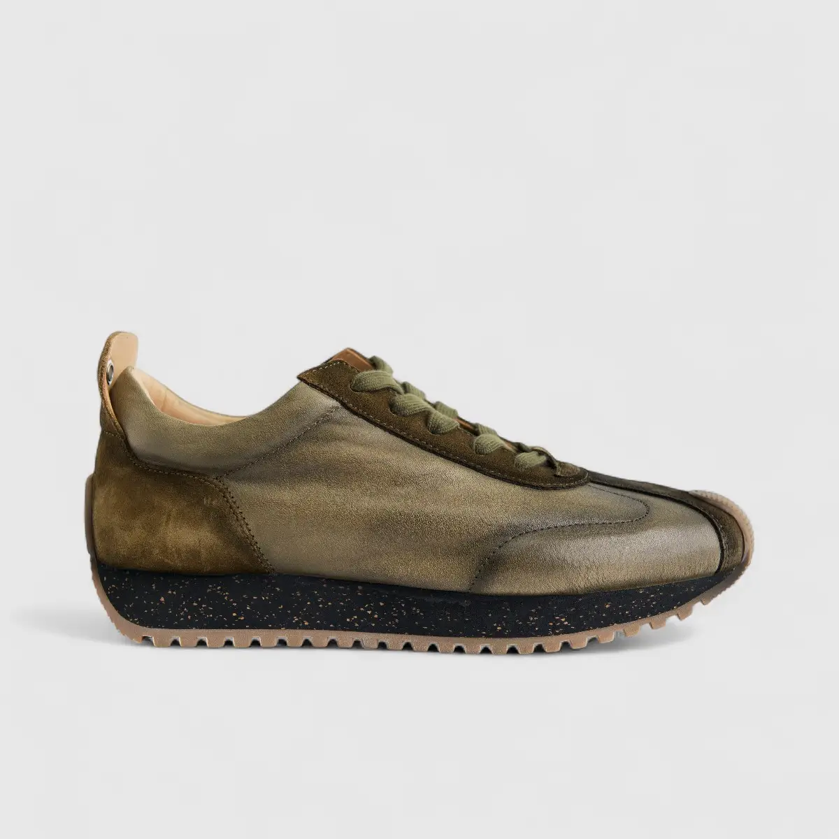Bulletti Men's Leather Sneaker W2409050 Enzo Olive BK17