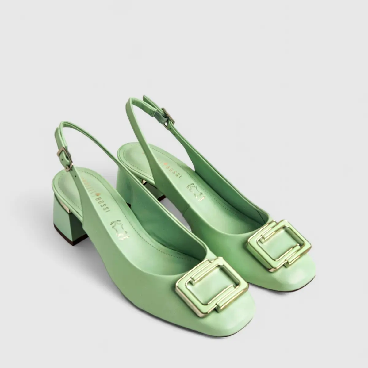 Capelli Rossi Leather Ladies Block Heel Court 11597 Green CR68 - Image 2