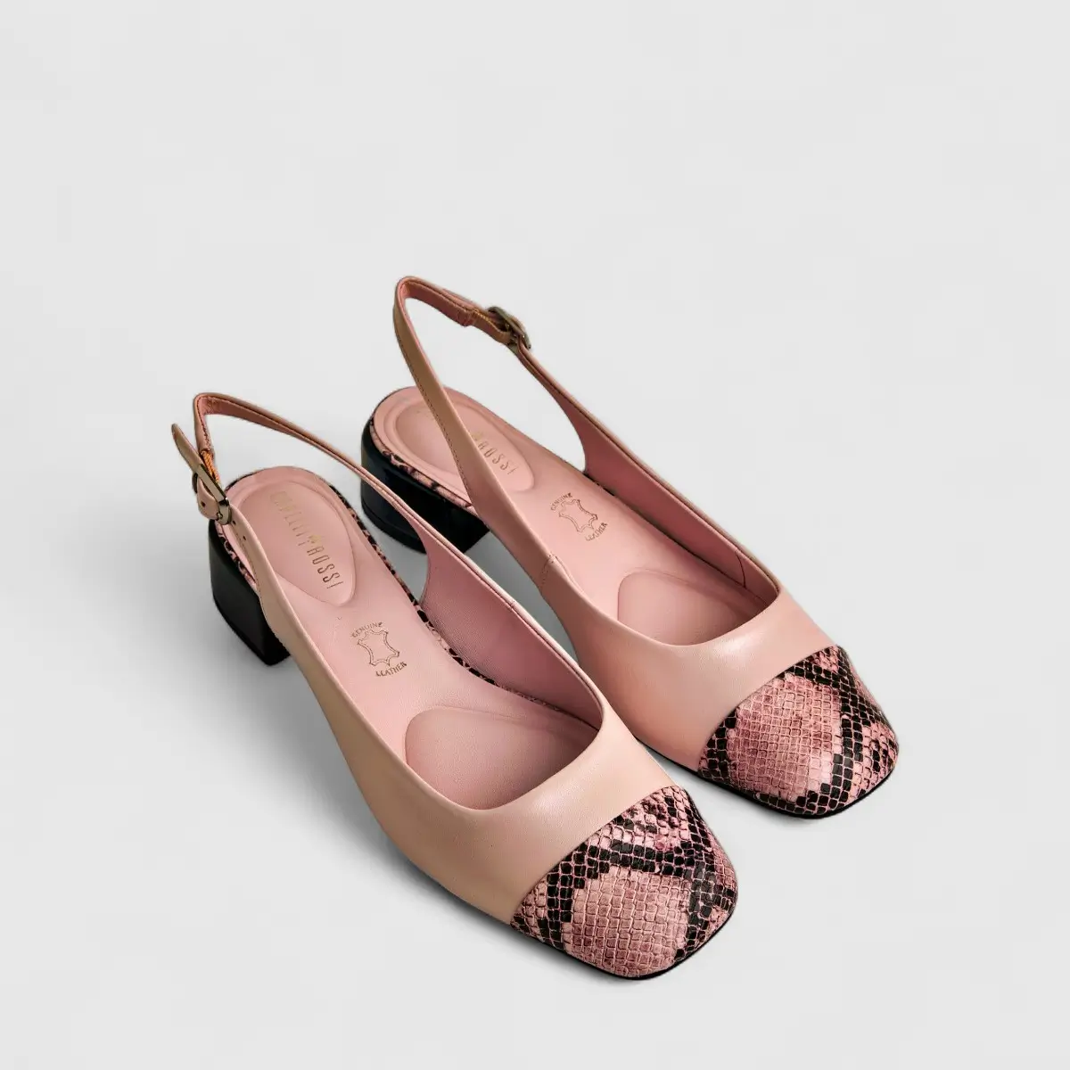 Capelli Rossi Leather Ladies Block Heel Court 11542 Pink Snake CR51 - Image 2