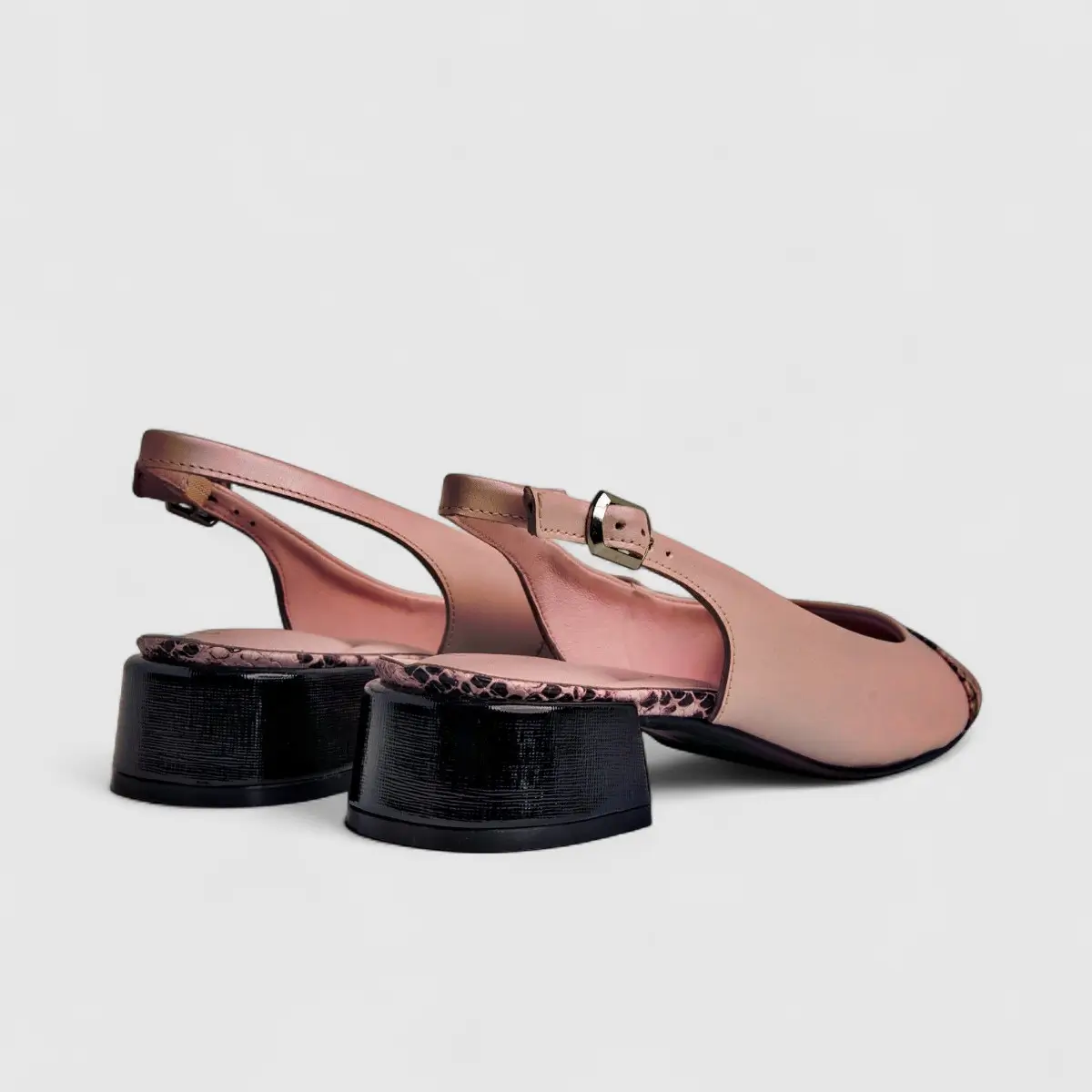 Capelli Rossi Leather Ladies Block Heel Court 11542 Pink Snake CR51 - Image 3