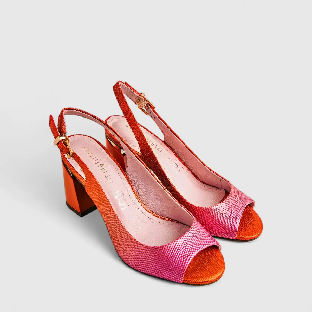 Capelli Rossi Leather Ladies Block Heel Sandal 1332 Pink Ombre CR52 - Image 2