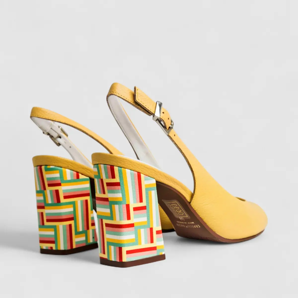 Capelli Rossi Leather Ladies Block Heel Sandal 6446 Yellow CR65 - Image 3
