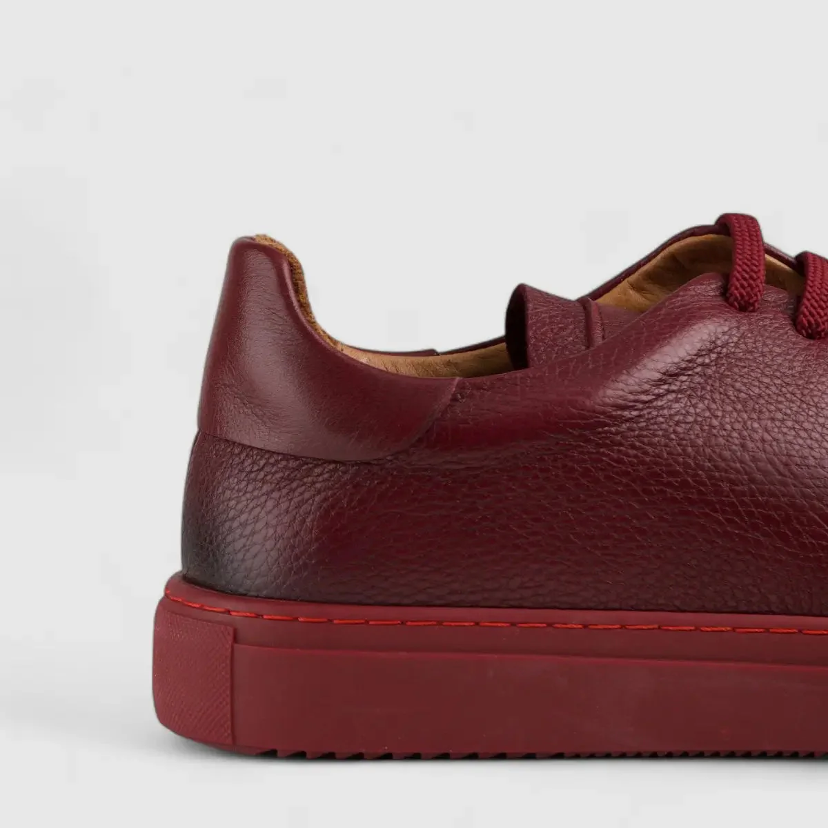Formales Lace Up Leather Sneaker Burgandy Red 4289 - Image 5