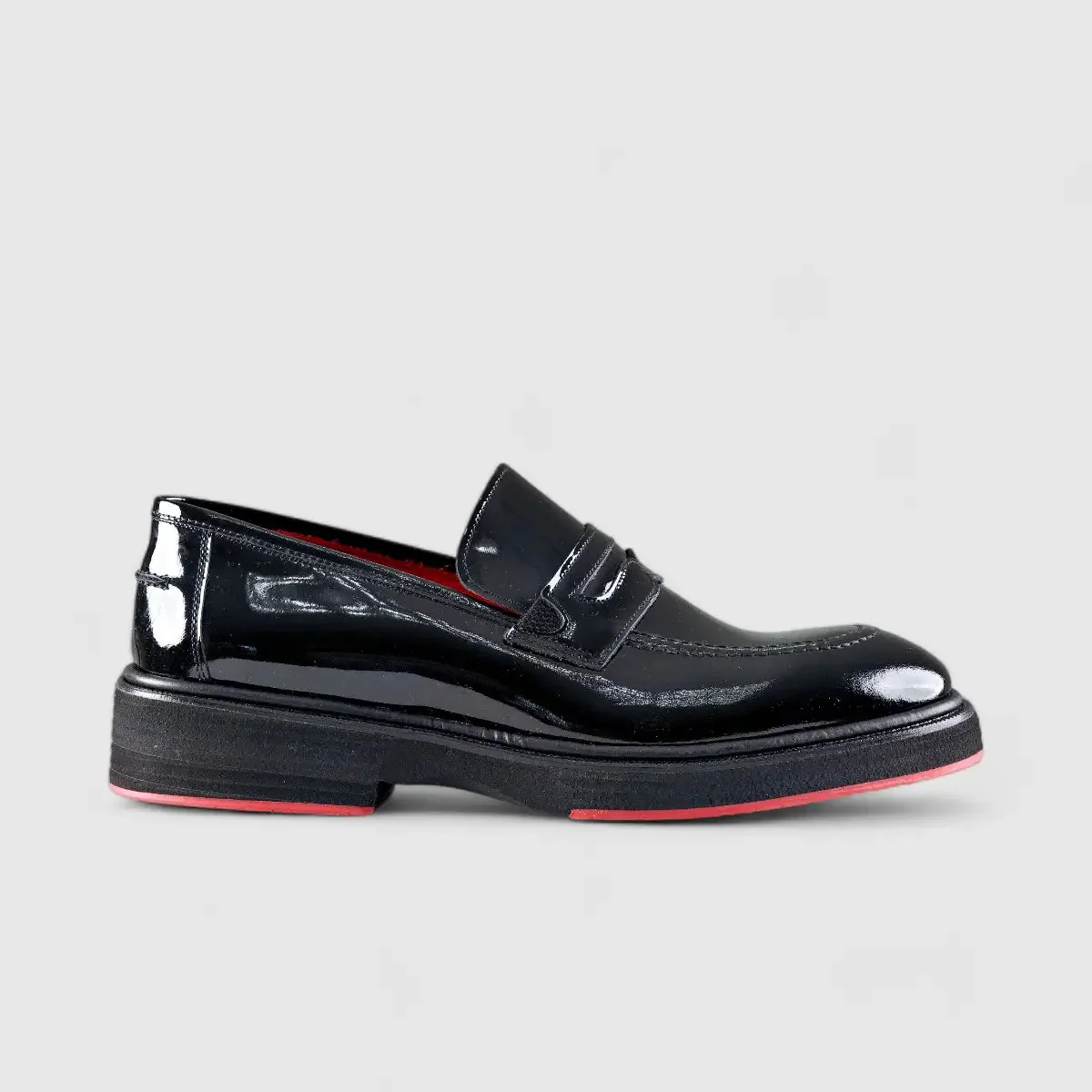 Chunky Sole Dress Loafers Black Patent 0236 FC36