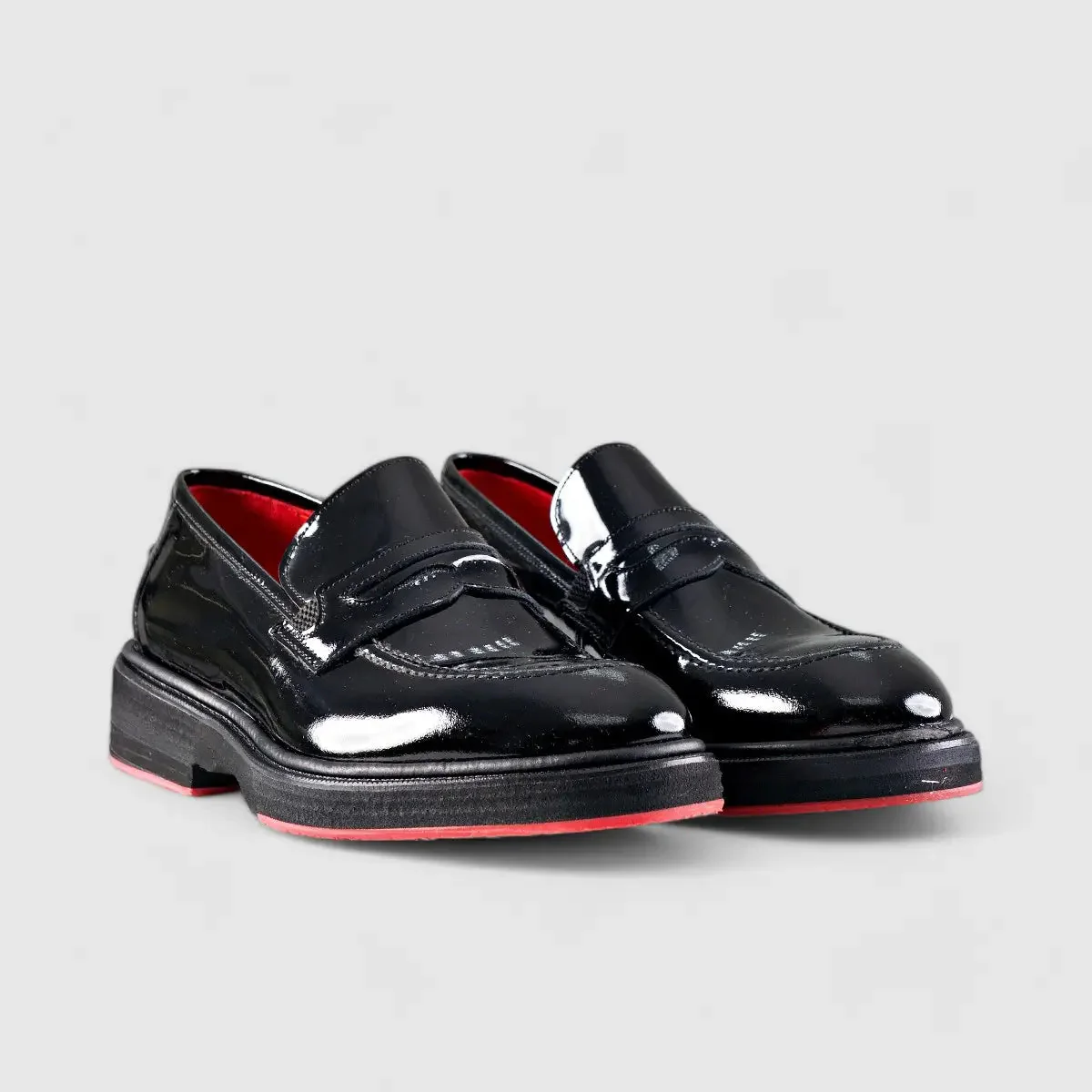 Chunky Sole Dress Loafers Black Patent 0236 FC36 - Image 2