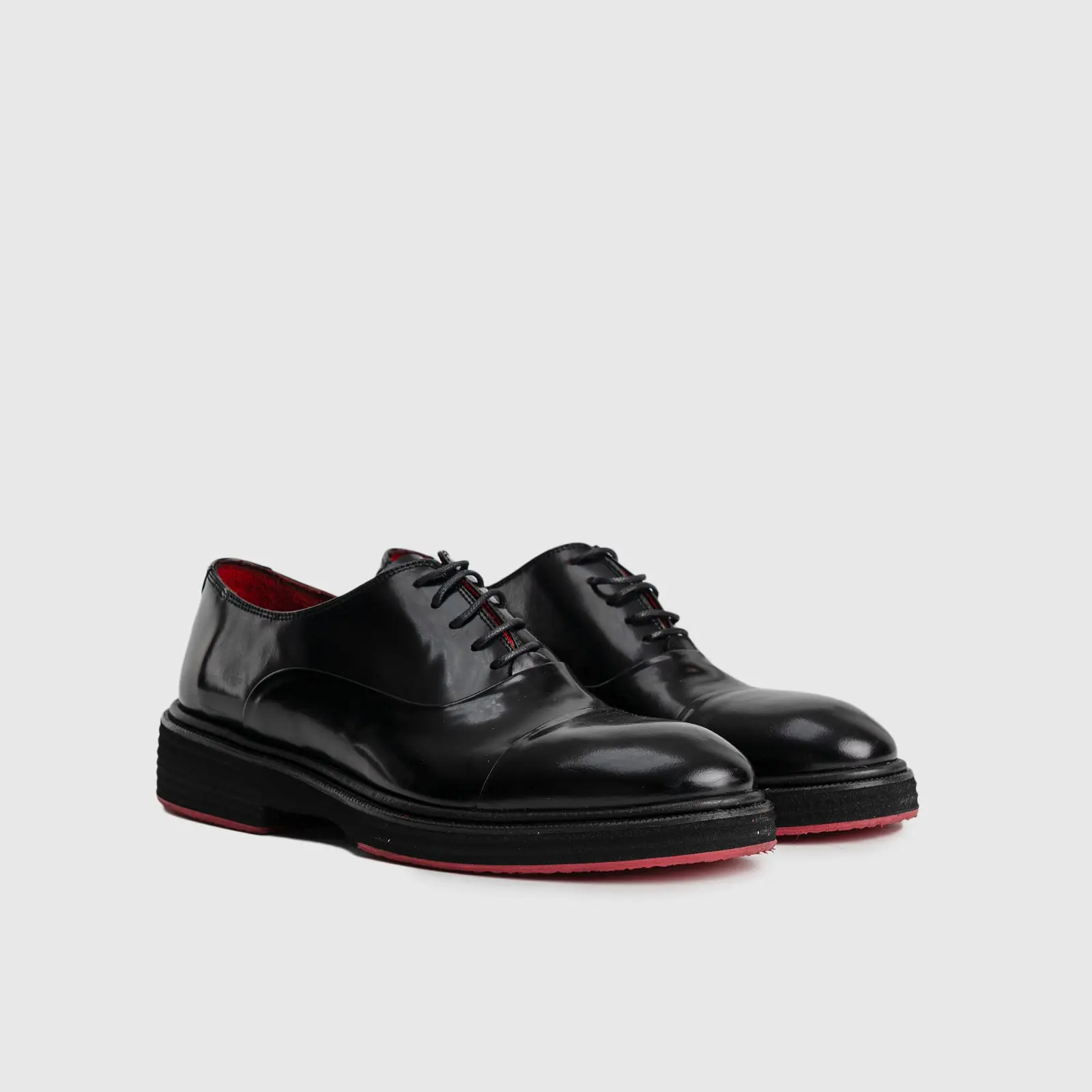 Formales Men's (UK4 TO UK12) Chunky Sole Lace Up With Toe Cap Black High Shine 0238 FC22 - Image 3