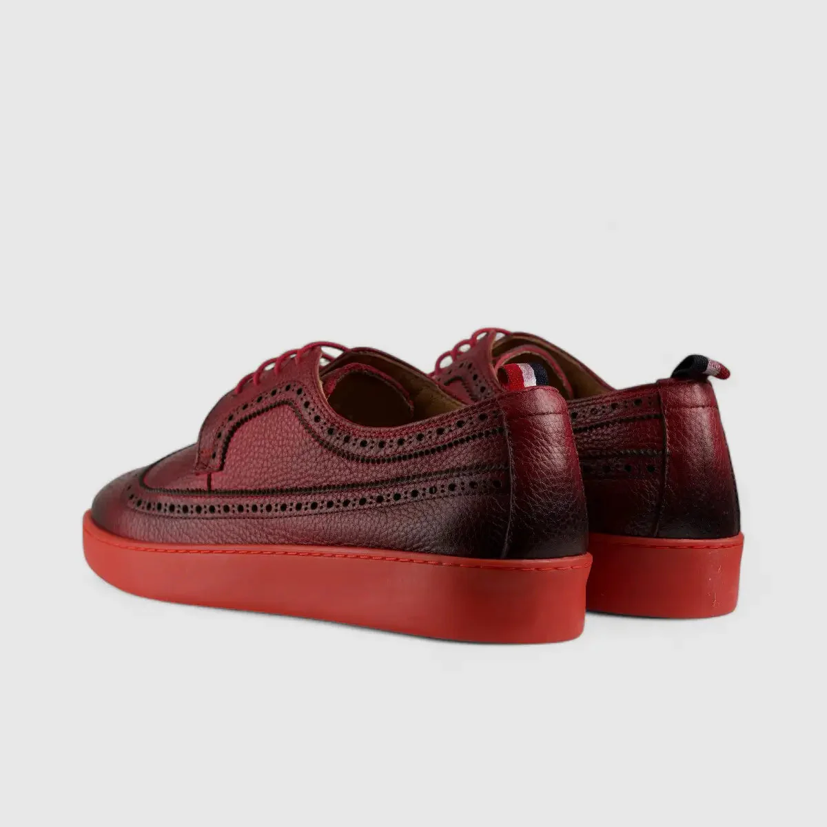 Formales Lace Up Leather Sneaker Red 4346 - Image 3