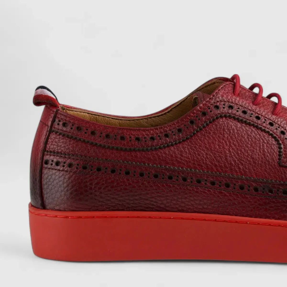 Formales Lace Up Leather Sneaker Red 4346 - Image 5