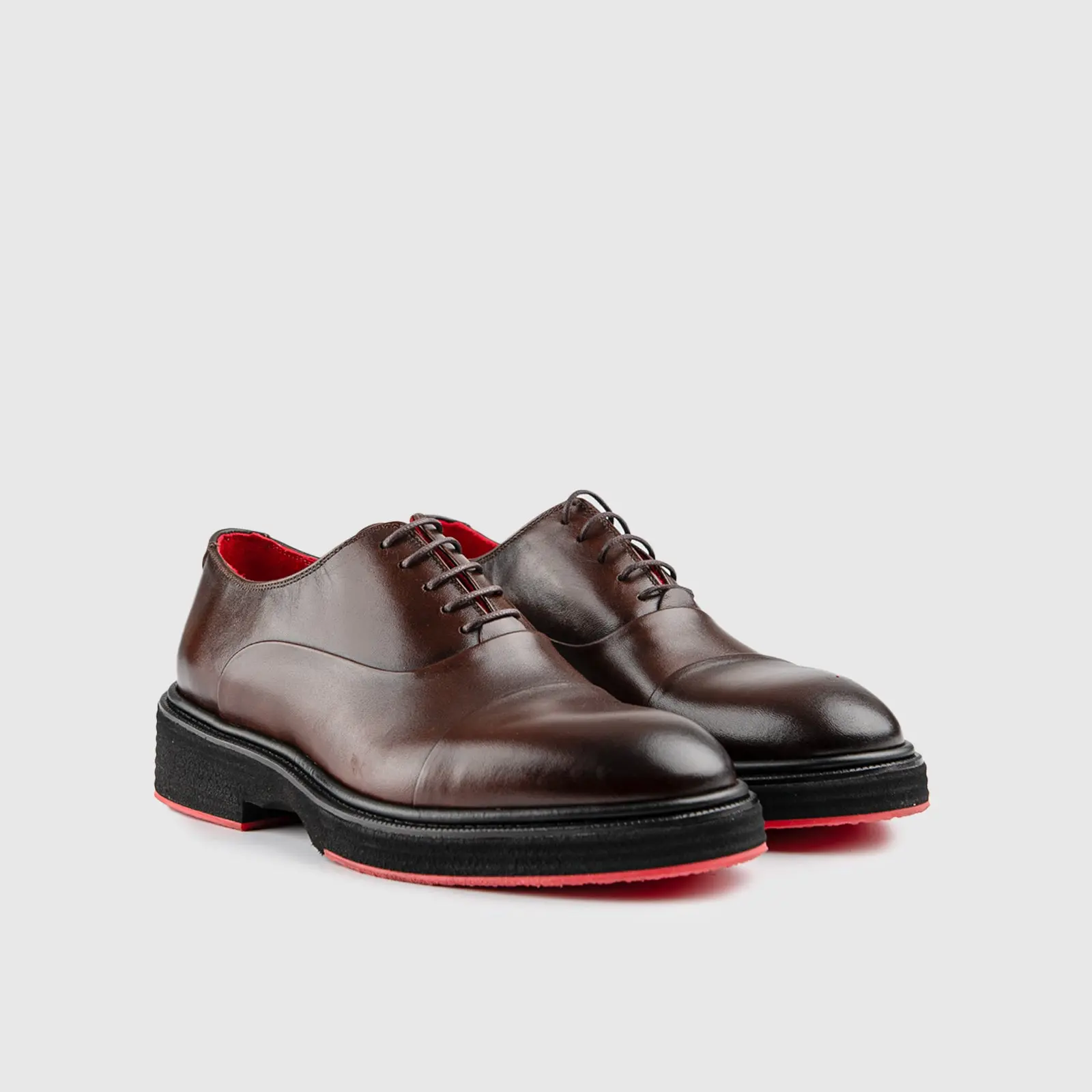 Formales Men's (UK4 TO UK12) Leather Chunky Sole Lace Up With Toe Cap 0238 Brown FC21 - Image 2