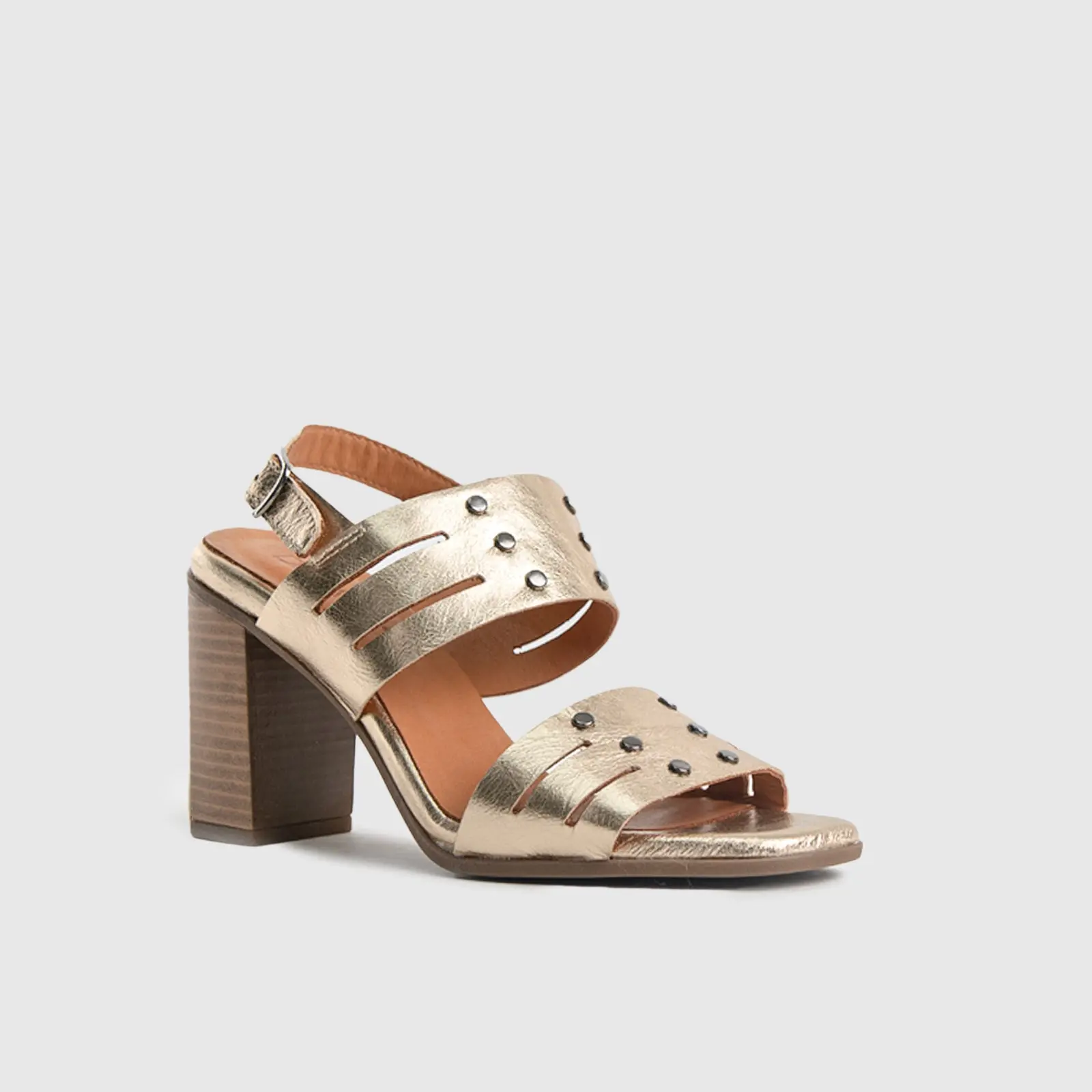Comfort Block Heel Sandal Gold 7100 - Image 2