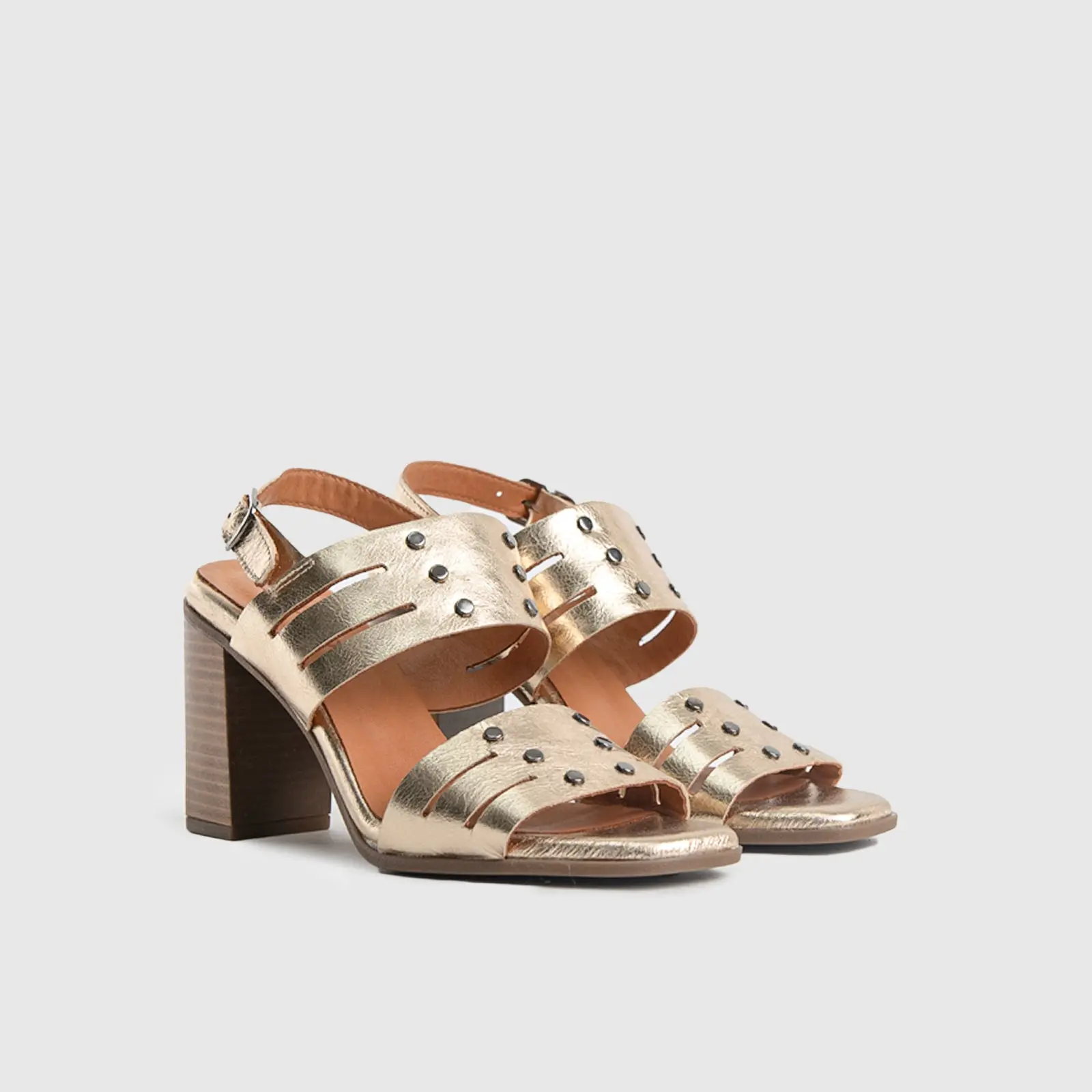 Comfort Block Heel Sandal Gold 7100 - Image 3