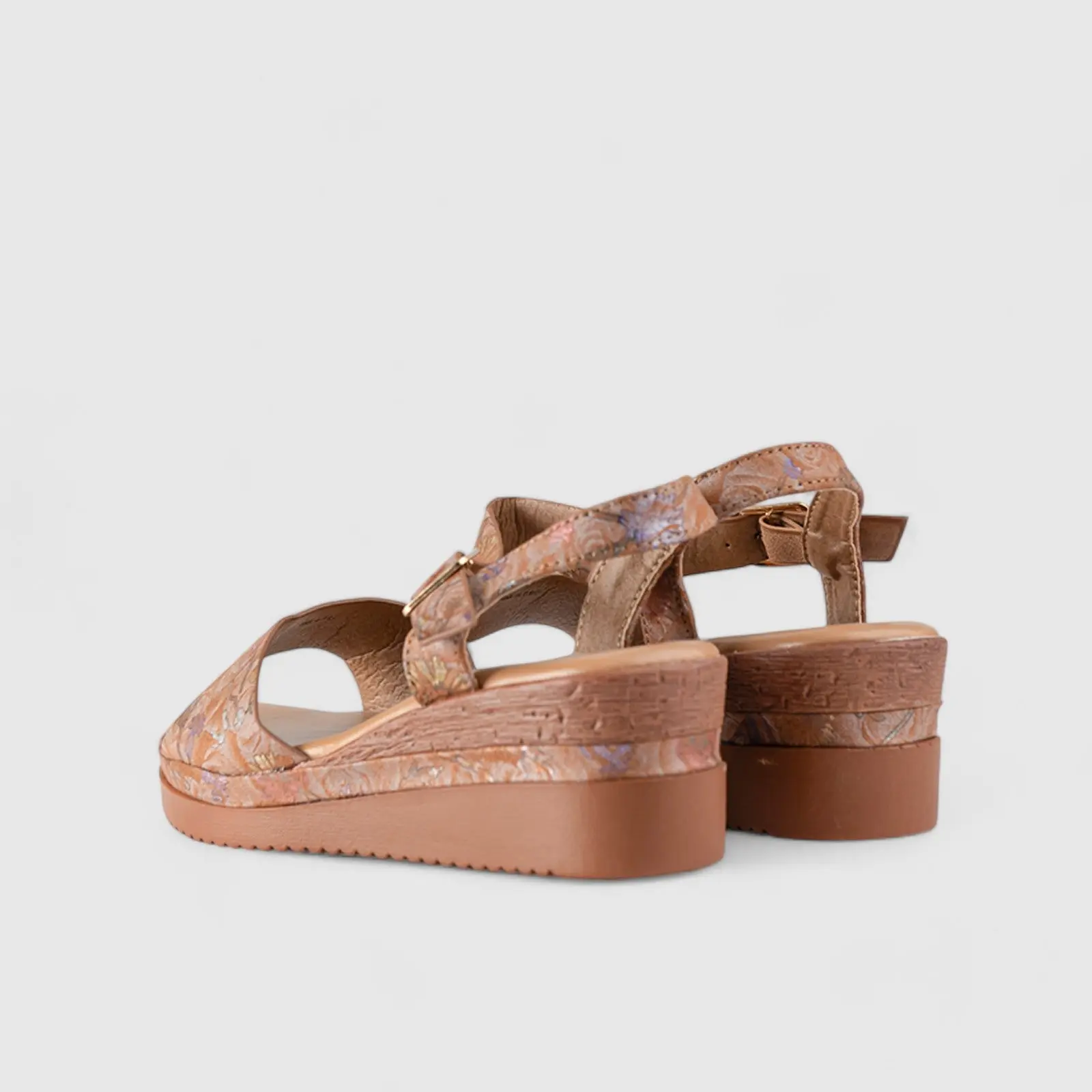 Comfort Wedge Sandal Tan 10538 - Image 3