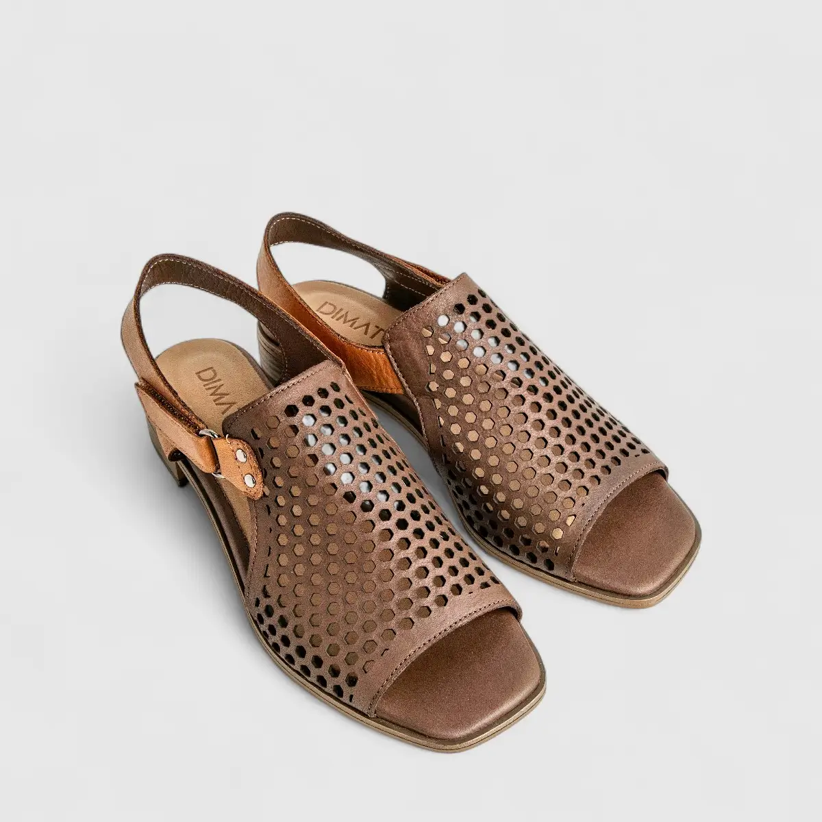 Dimato Ladies Leather Comfort Sandal 002.8361 Brown/Tan DS230 - Image 2