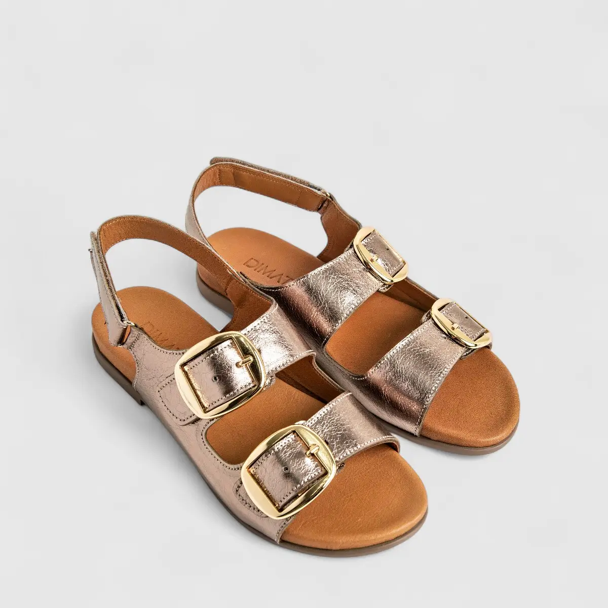 Dimato Ladies Leather Comfort Sandal 080.24496 Gold DS218 - Image 2