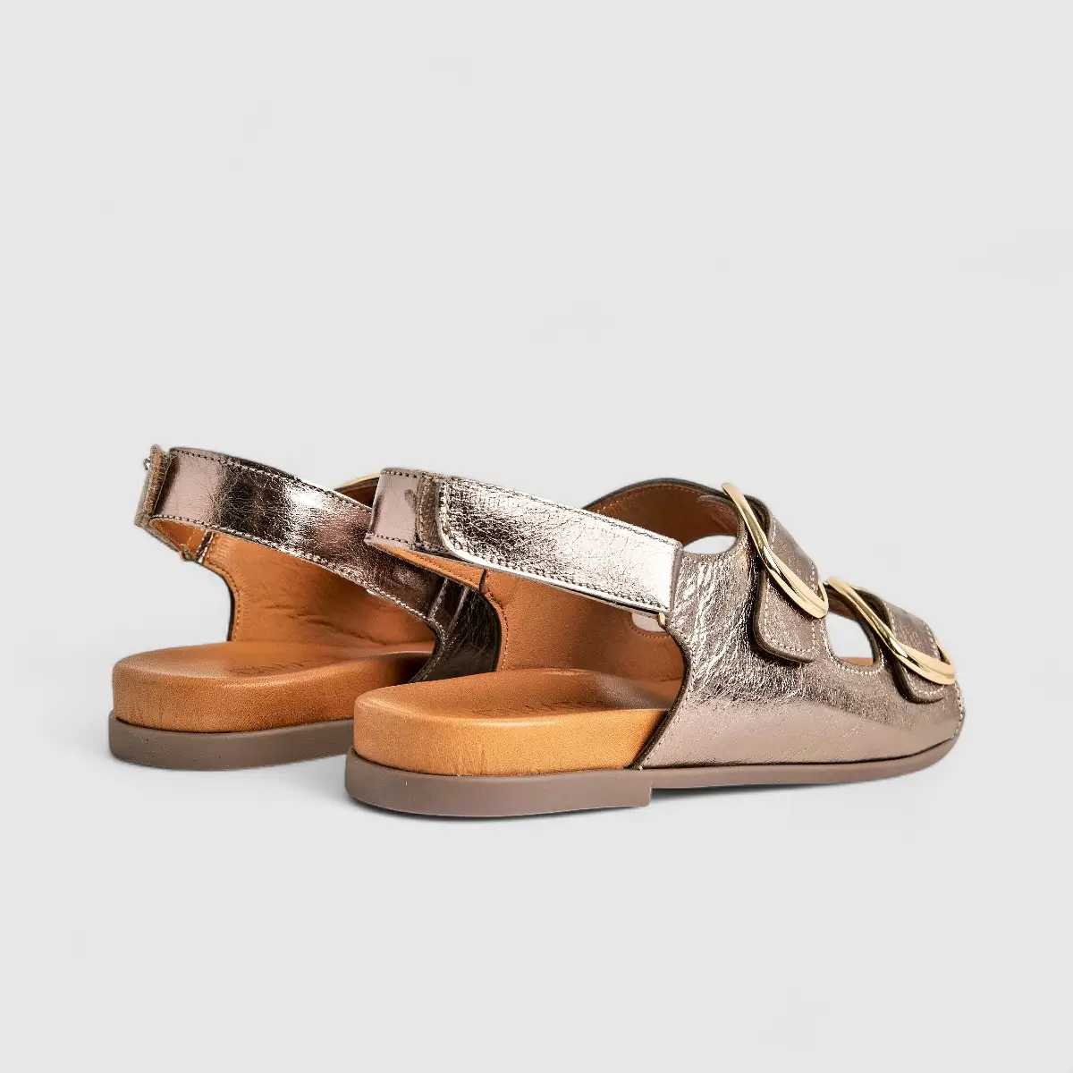 Dimato Ladies Leather Comfort Sandal 080.24496 Gold DS218 - Image 3