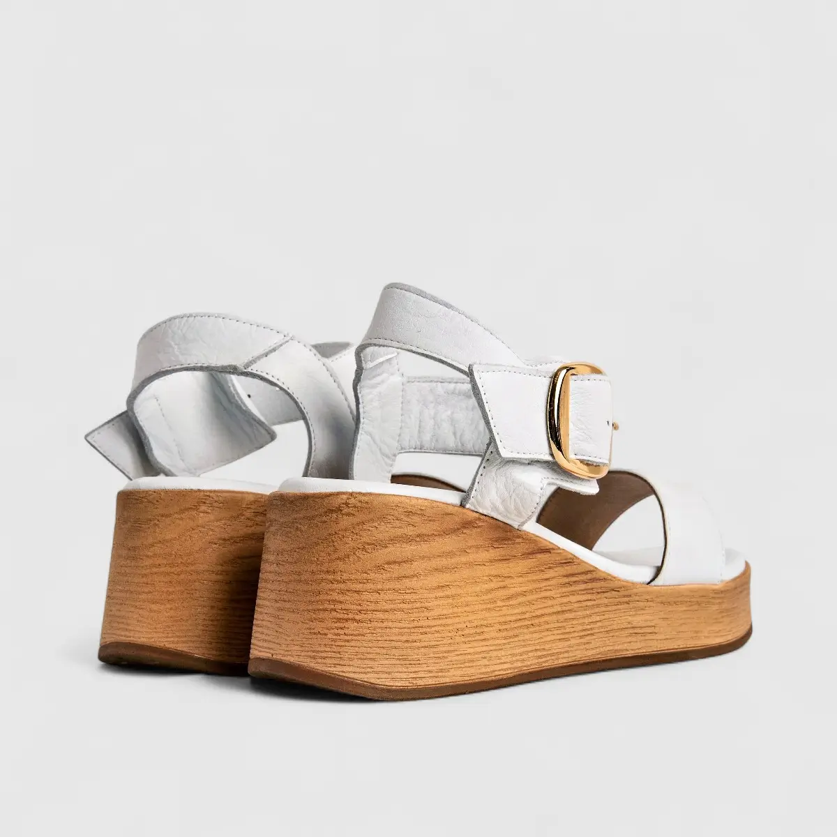 Dimato Ladies Leather Comfort Wedge Sandal 002.10082 White DS226 - Image 3