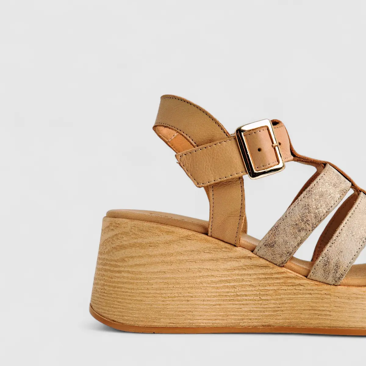 Dimato Ladies Leather Comfort Wedge Sandal 002.10084-1 Beige DS224 - Image 5