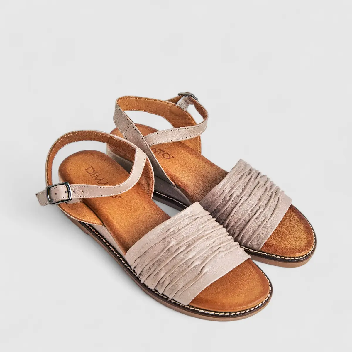 Dimato Ladies Leather Comfort Wedge Sandal 118.808 Beige DS220 - Image 2