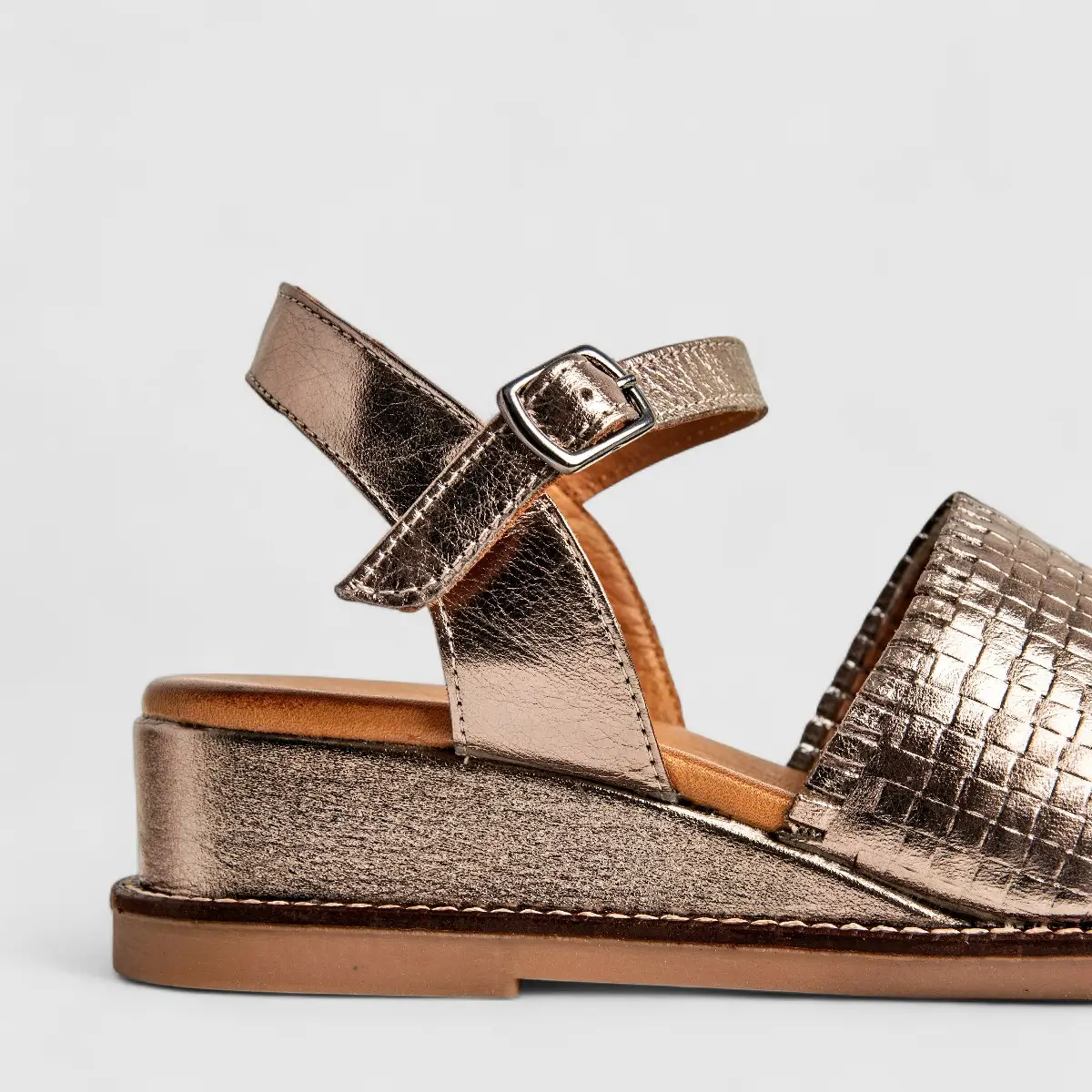 Dimato Ladies Leather Comfort Wedge Sandal 118.810-1 Pewter DS219 - Image 5