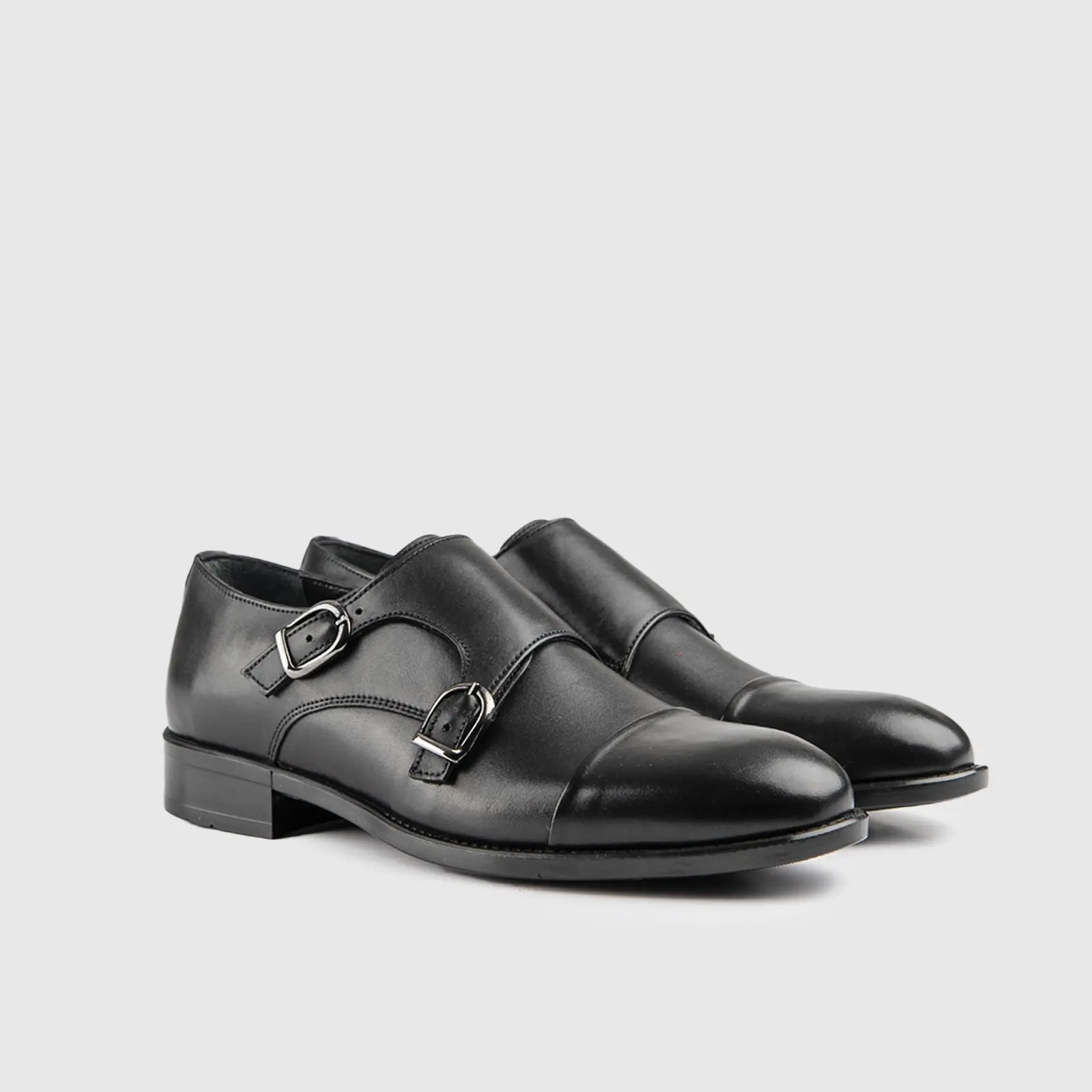 Formales Men's Leather Dress Double Monk Loafers Black 9769/1 FC134 - Image 2