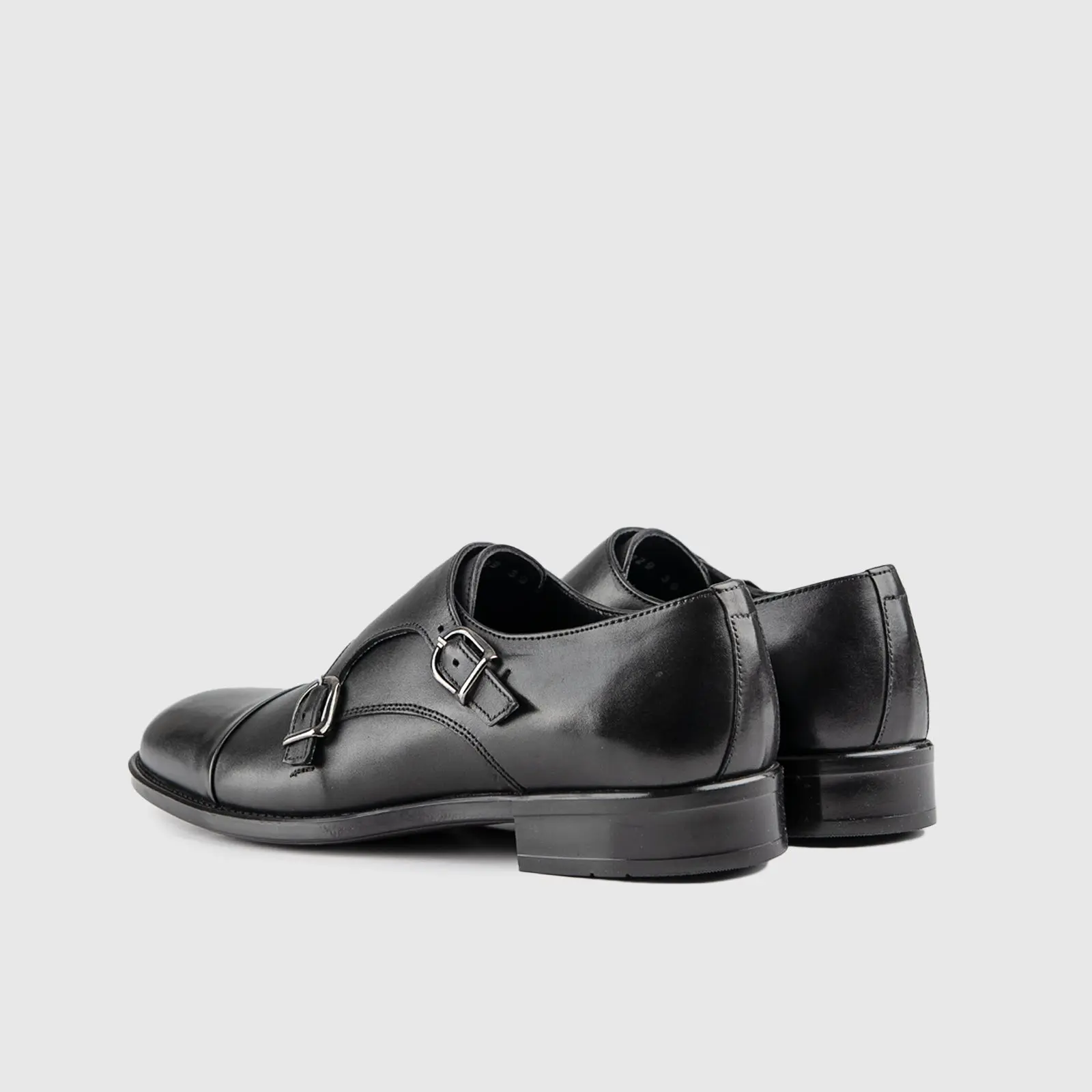 Formales Men's Leather Dress Double Monk Loafers Black 9769/1 FC134 - Image 3
