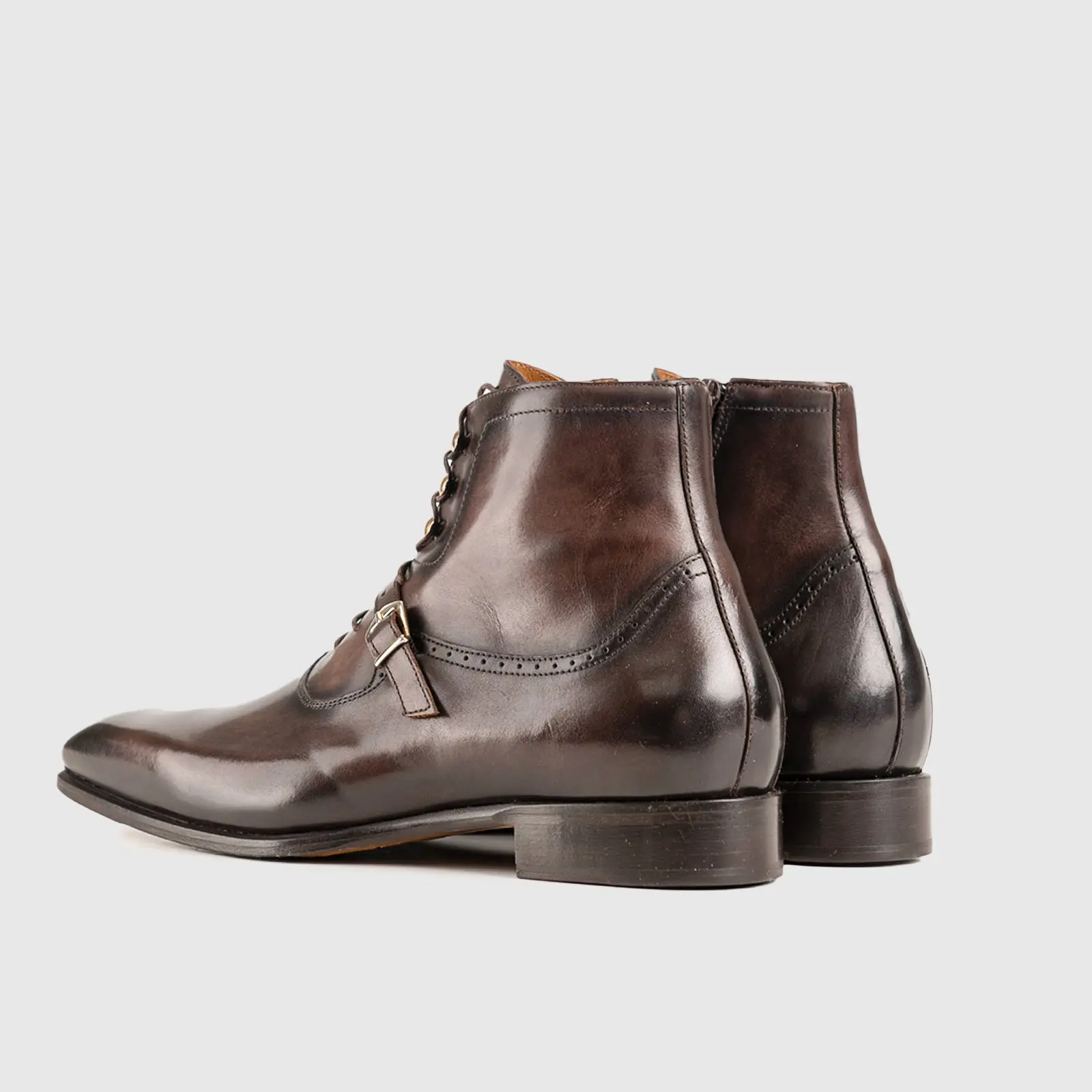 Dress Lace Up Buckle Boot Brown 3045 - Image 3