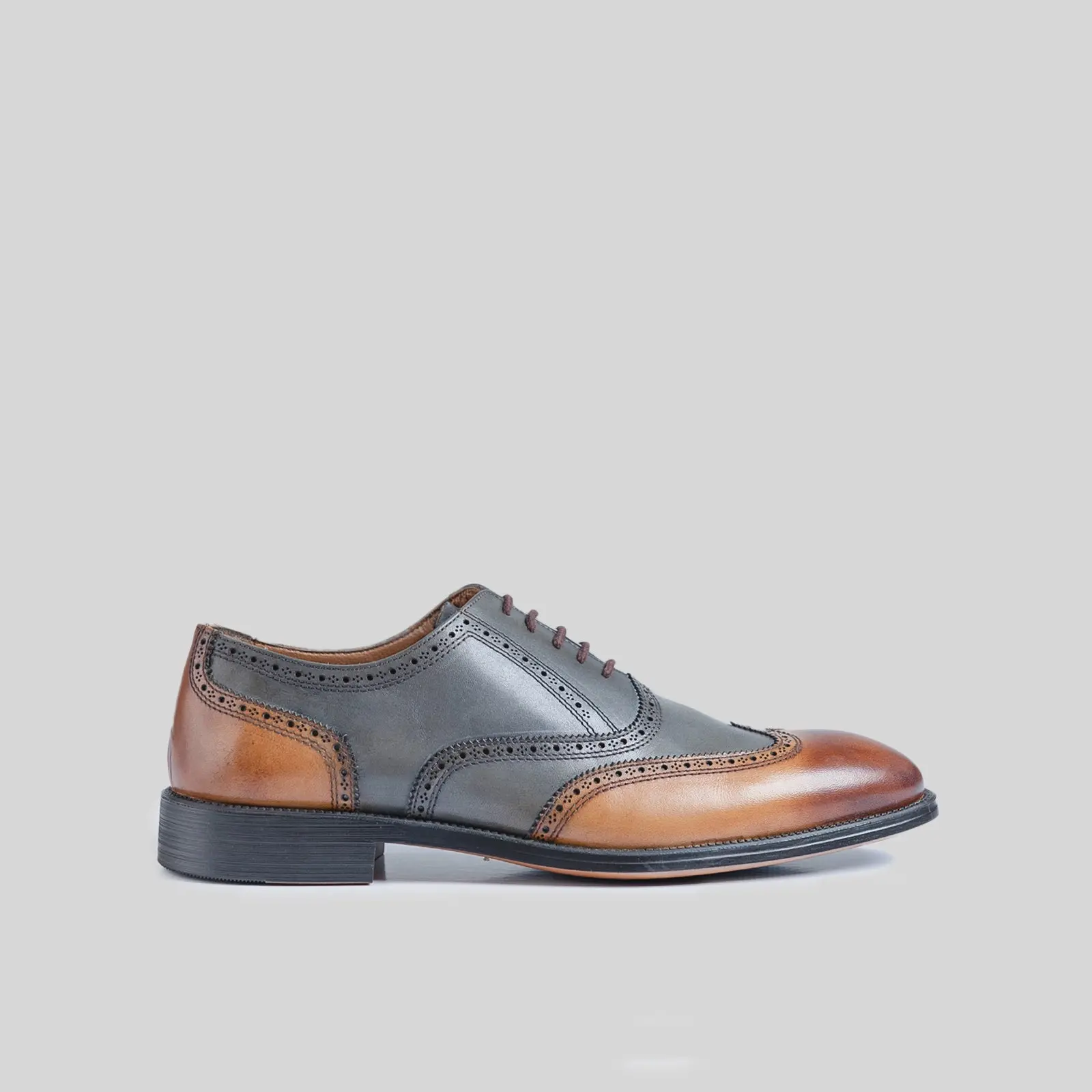 Dress Oxfords Wingtips 123-40 Tan/Grey BC53