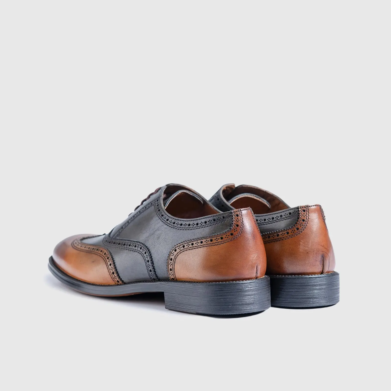 Dress Oxfords Wingtips 123-40 Tan/Grey BC53 - Image 3