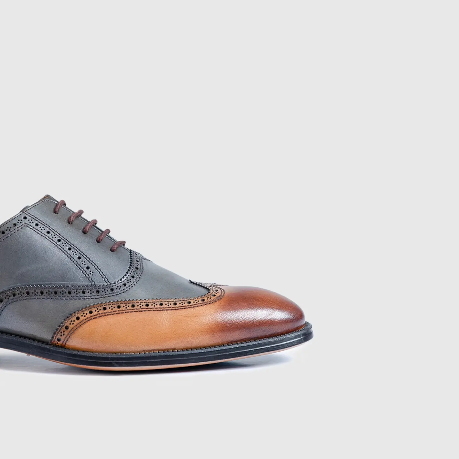 Dress Oxfords Wingtips 123-40 Tan/Grey BC53 - Image 5