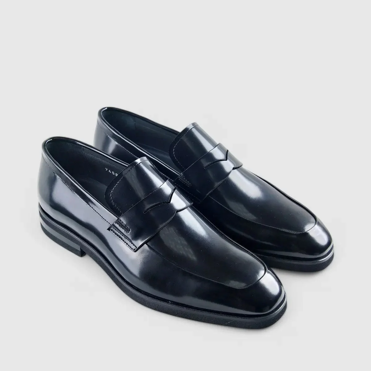 Enrico Cavalli Slip On Dress Loafers 7459 Black Hi Shine - Image 2