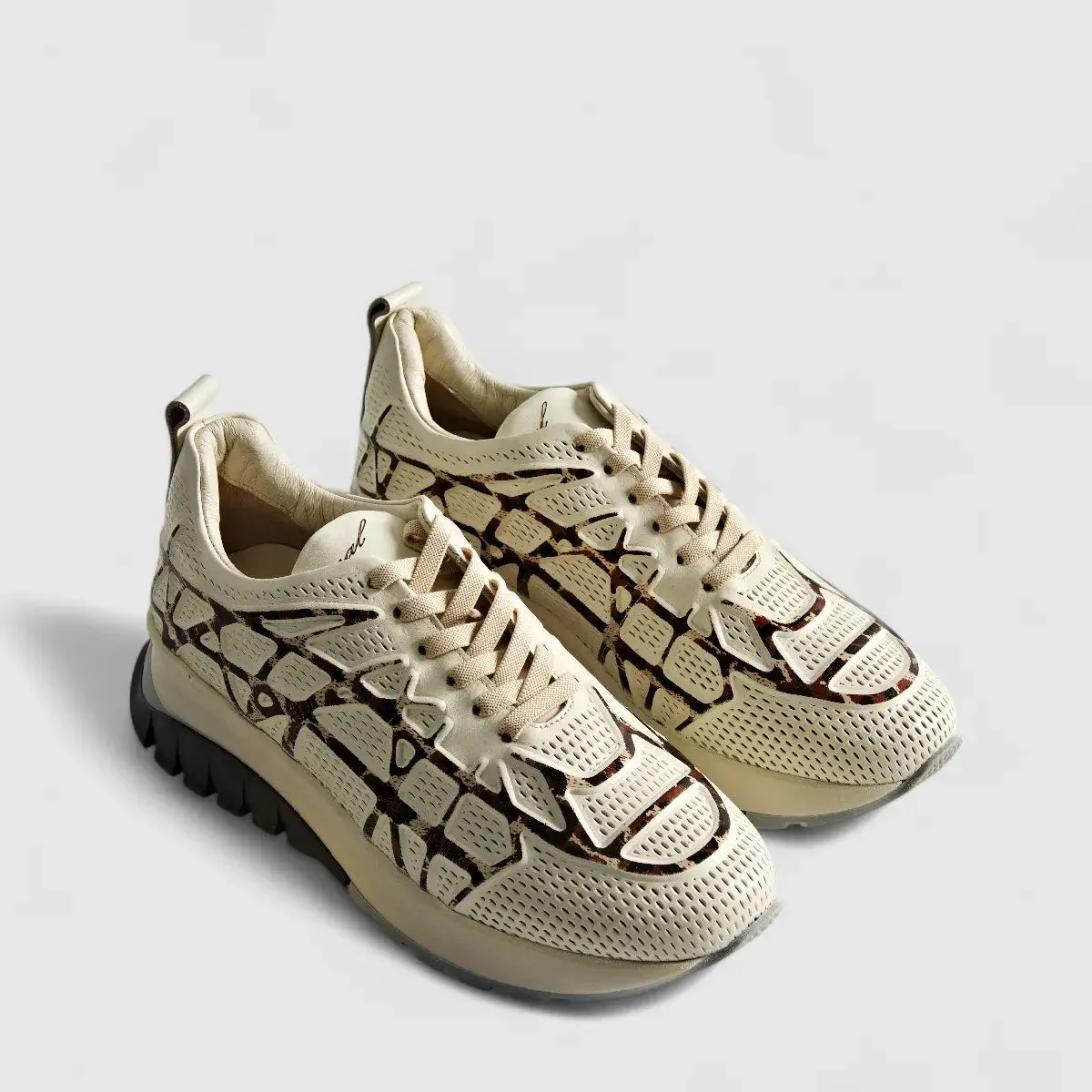 Eternal Ladies Leather Sneaker Beige Print 1763057 - Image 2