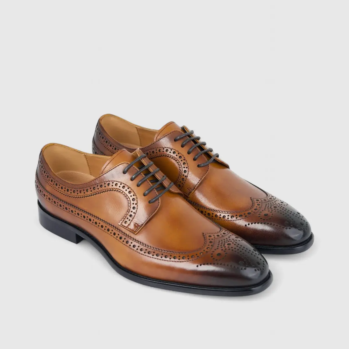 Fabino Men's (UK5 TO UK12) Leather Lace Up Brogue M3220174 Tan FB15 - Image 2