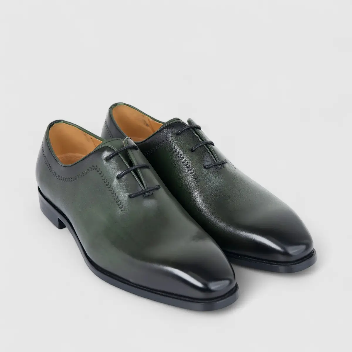 Fabino Men's (UK5 TO UK12) Leather Lace Up M3220155 Green FB9 - Image 2