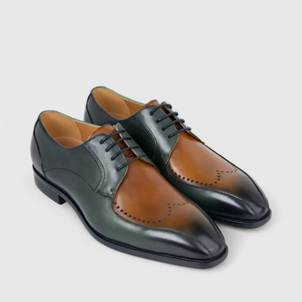 Fabino Men's (UK5 TO UK12) Leather Lace Up M3220190 Green Multi FB3 - Image 2