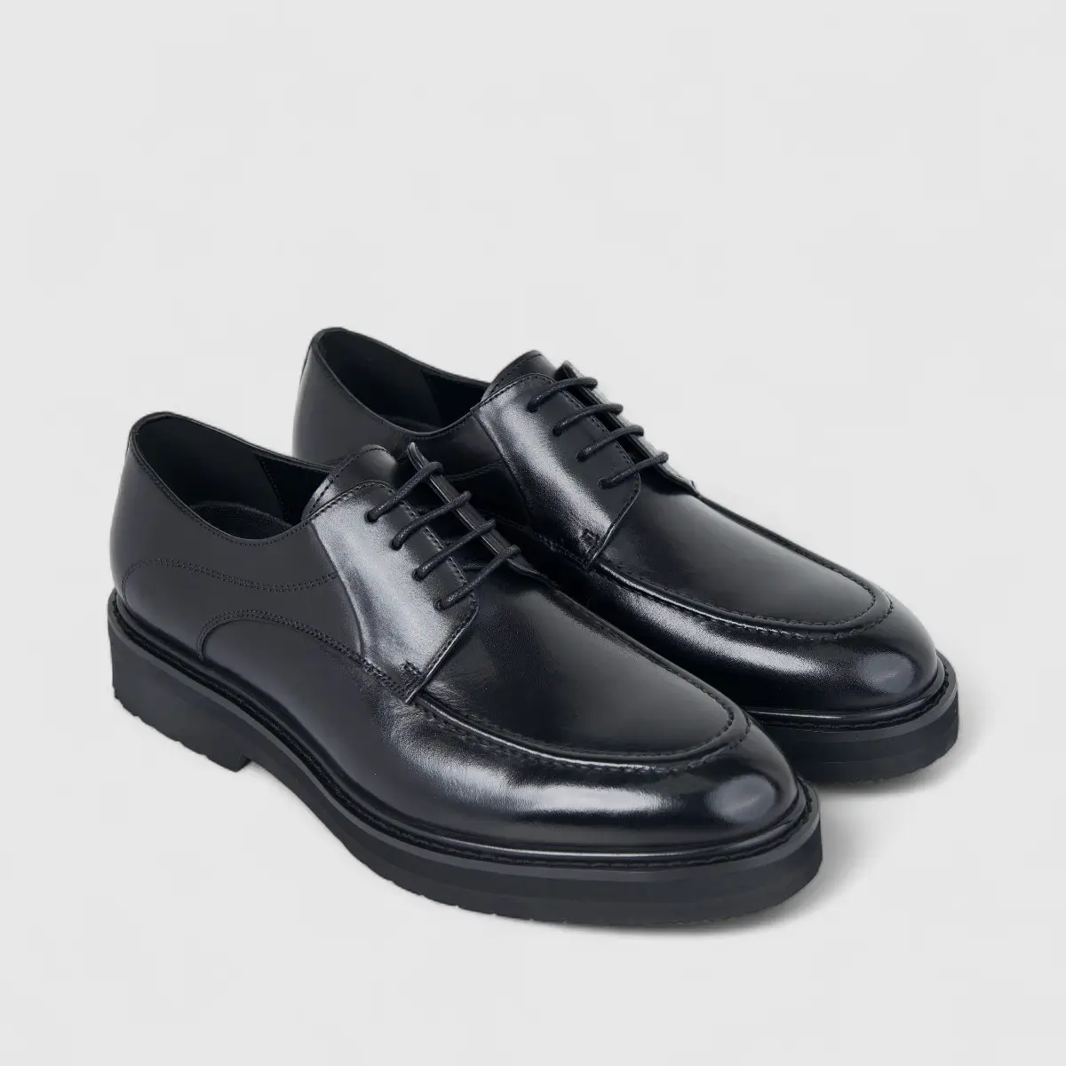 Fabino Men's (UK5 TO UK12) Chunky Sole Leather Lace Up M3220201 Black FB18 - Image 2