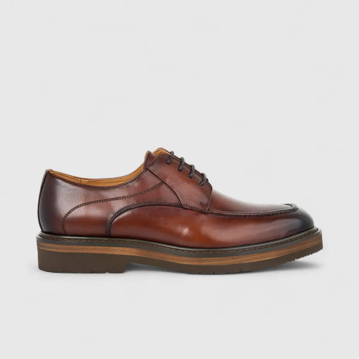 Fabino Men's (UK5 TO UK12) Chunky Sole Leather Lace Up M3220201 Brown FB19