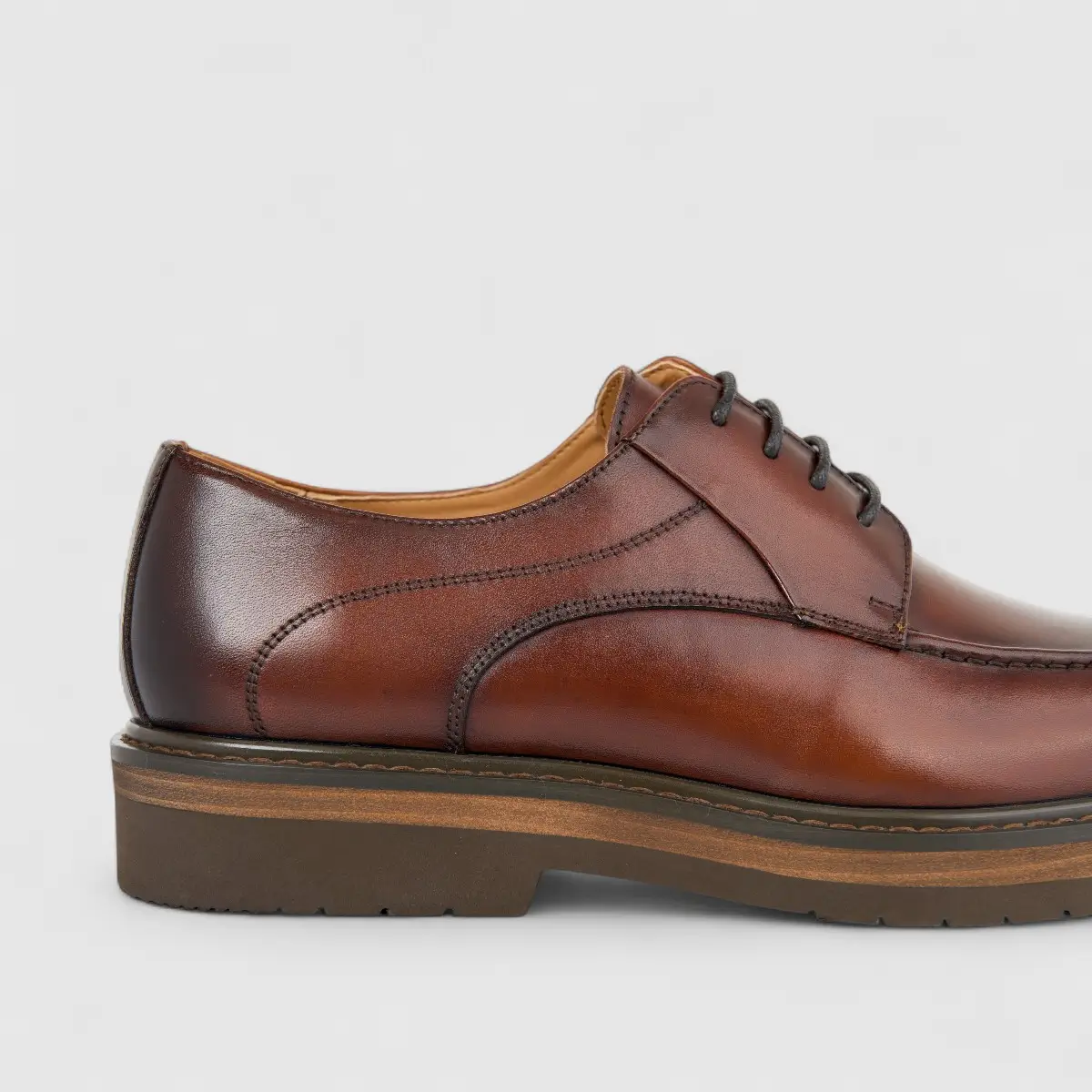 Fabino Men's (UK5 TO UK12) Chunky Sole Leather Lace Up M3220201 Brown FB19 - Image 5
