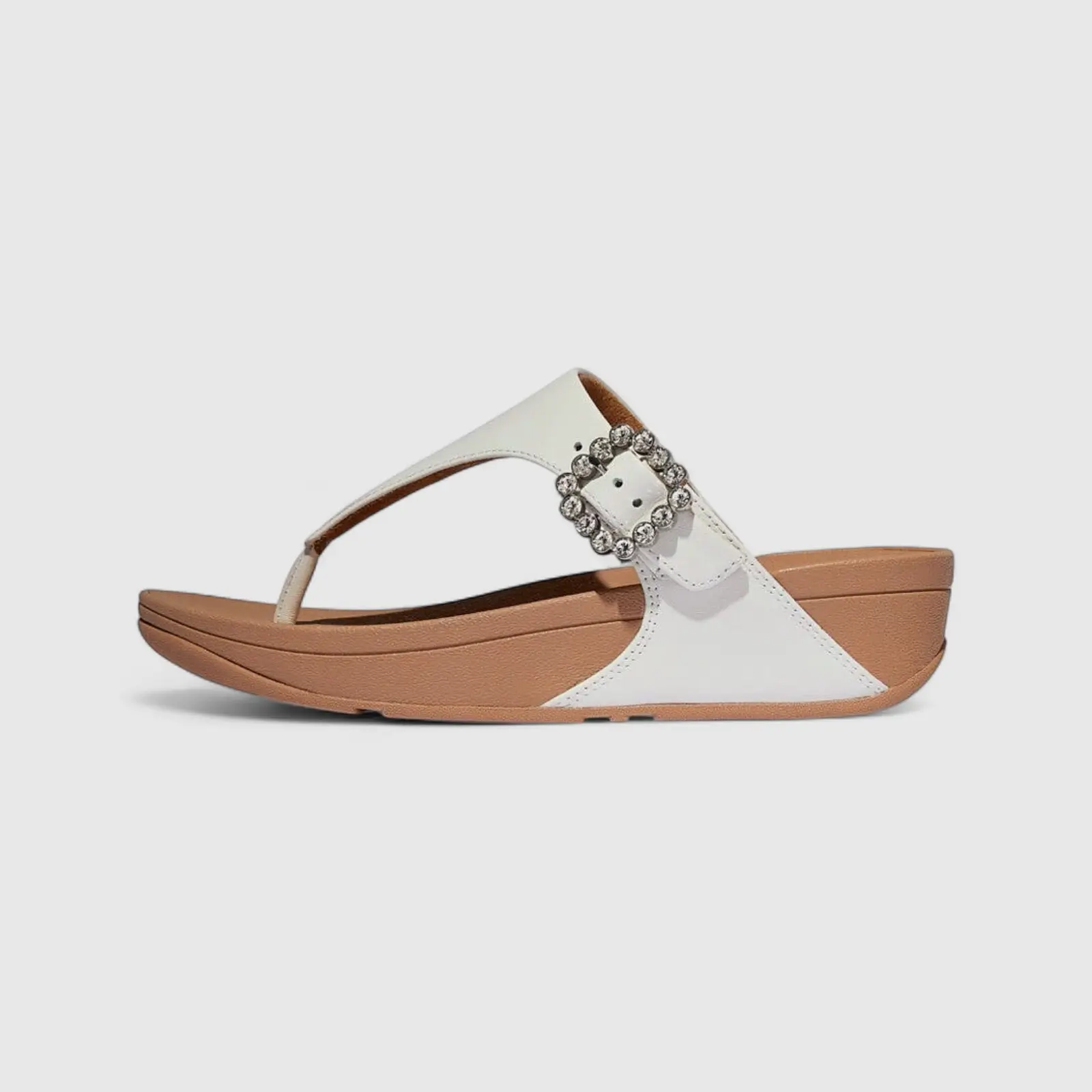 Fit Flop Ladies Comfort Sandal Lulu Crystal Buckle E1D-194 White FP99 - Image 2