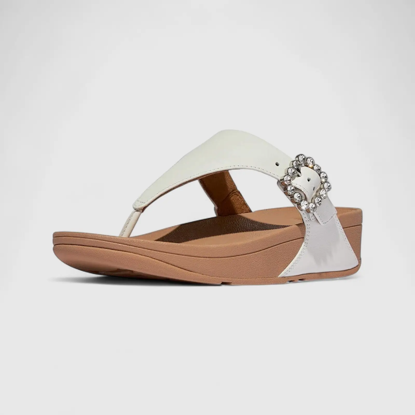 Fit Flop Ladies Comfort Sandal Lulu Crystal Buckle E1D-194 White FP99 - Image 4