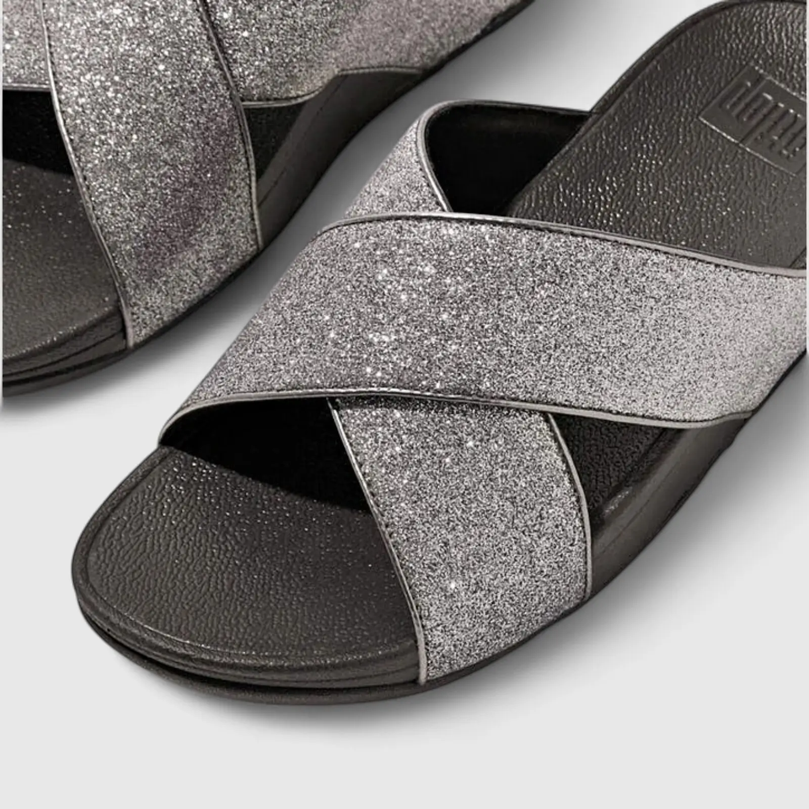 Fit Flop Ladies Comfort Sandal Lulu Glitter Dust Slide IK6-054 Pewter FP97 - Image 4