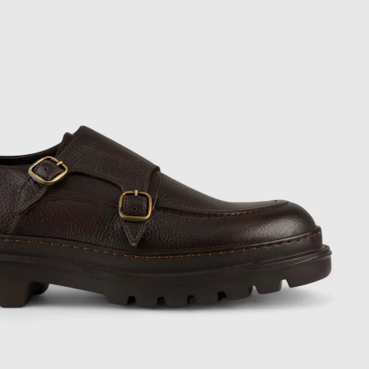 Formales Chunky Sole Dress Double Monk Loafers Brown 2303 - Image 5