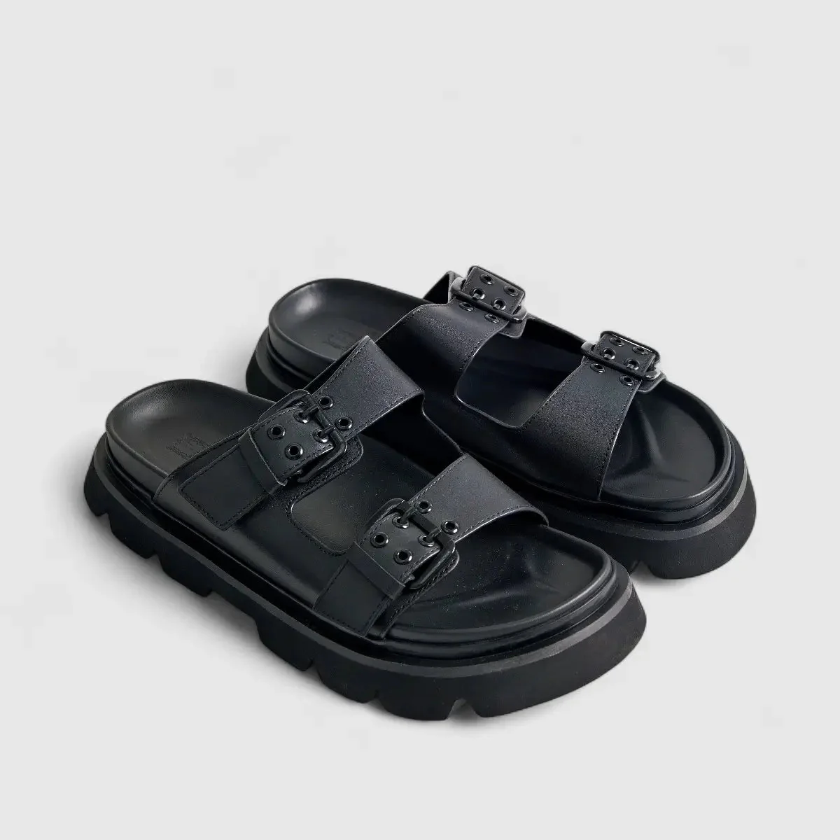 Formales Leather Sandal FM2526-1 Black FS1 - Image 2