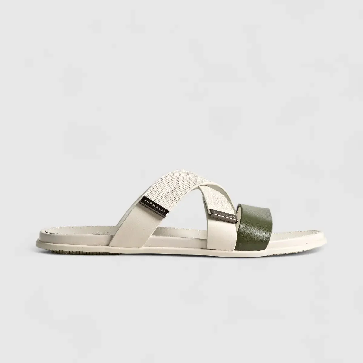 Formales Leather Sandal FM2526-8 White/Olive FS8B