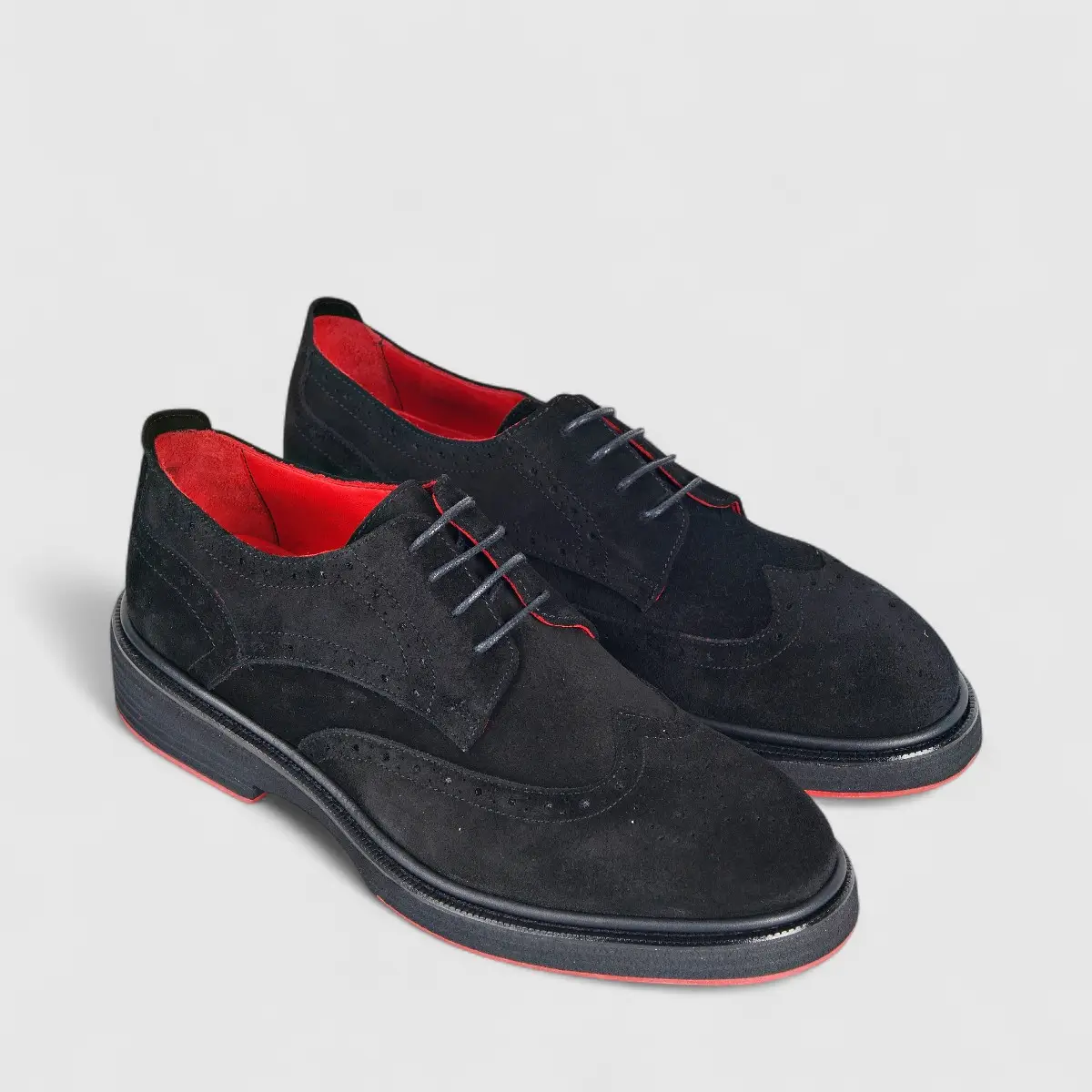 Formales Men's Chunky Sole Lace Up 4116 Black Suede FC119 - Image 2