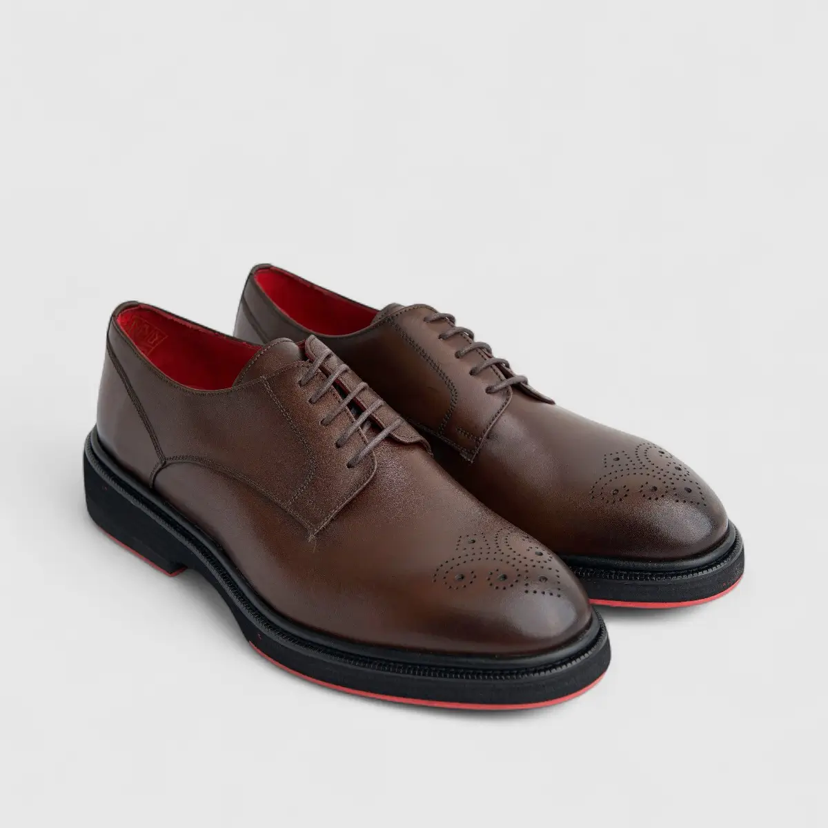 Formales Men's (UK4 TO UK12) Leather Chunky Sole Lace Up With Punched Toe 0234 Brown FC144 - Image 2