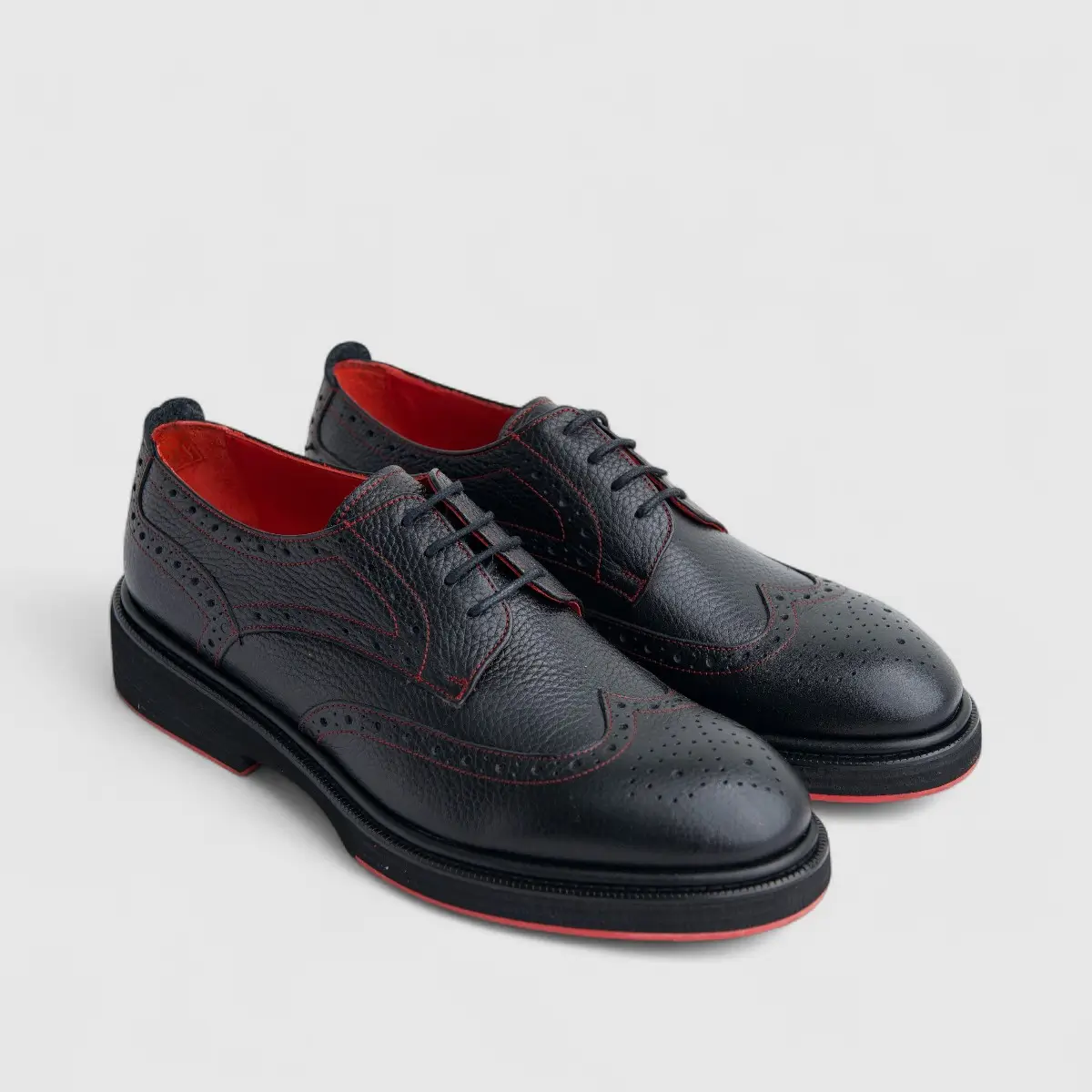 Formales Men's (UK4 TO UK12) Leather Chunky Sole Lace Up Brogue 4116 Black Floater FC141 - Image 2