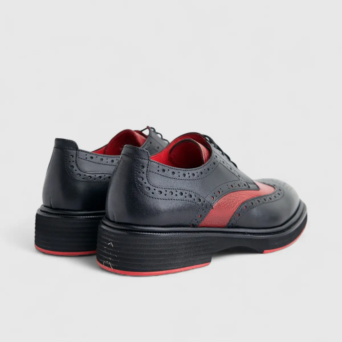 Formales Men's (UK4 TO UK12) Leather Chunky Sole Lace Up Brougue 4116 Black/Red FC143 - Image 3