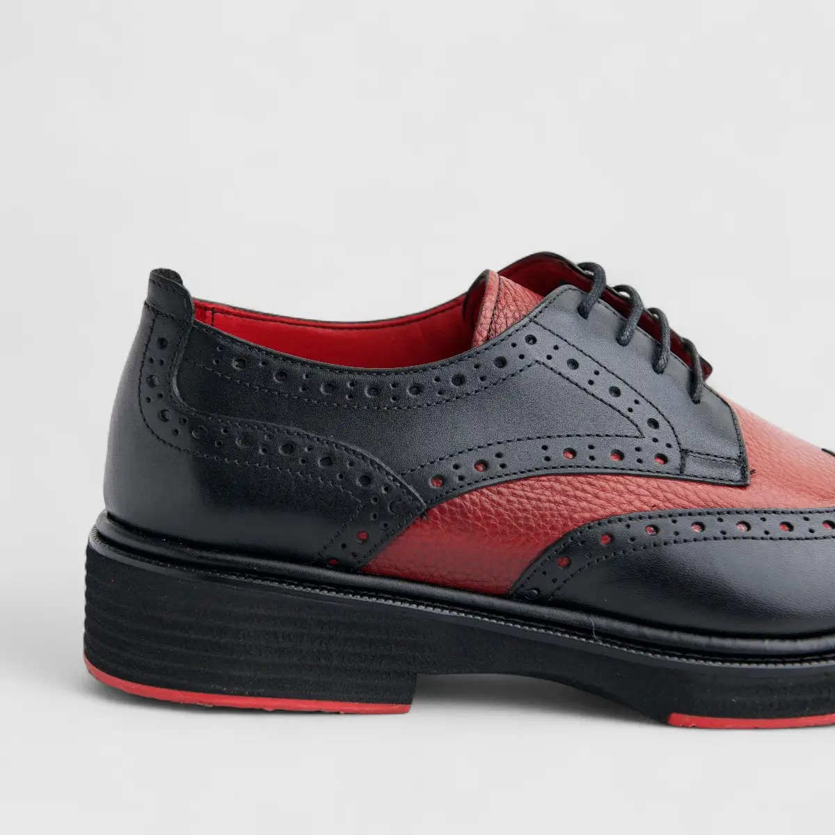 Formales Men's (UK4 TO UK12) Leather Chunky Sole Lace Up Brougue 4116 Black/Red FC143 - Image 5